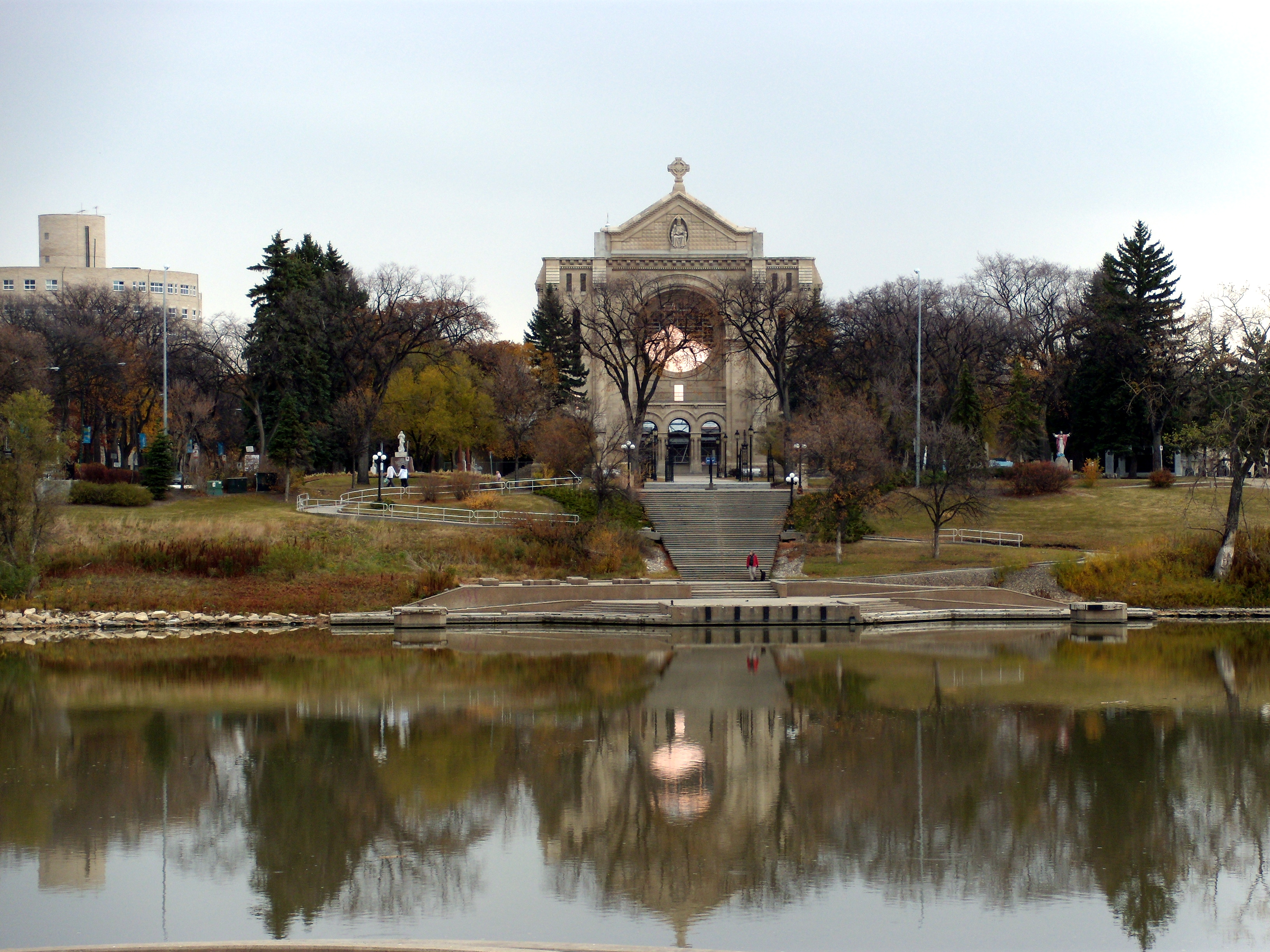 St Boniface Cathedral, Winnipeg, as seen from across the river