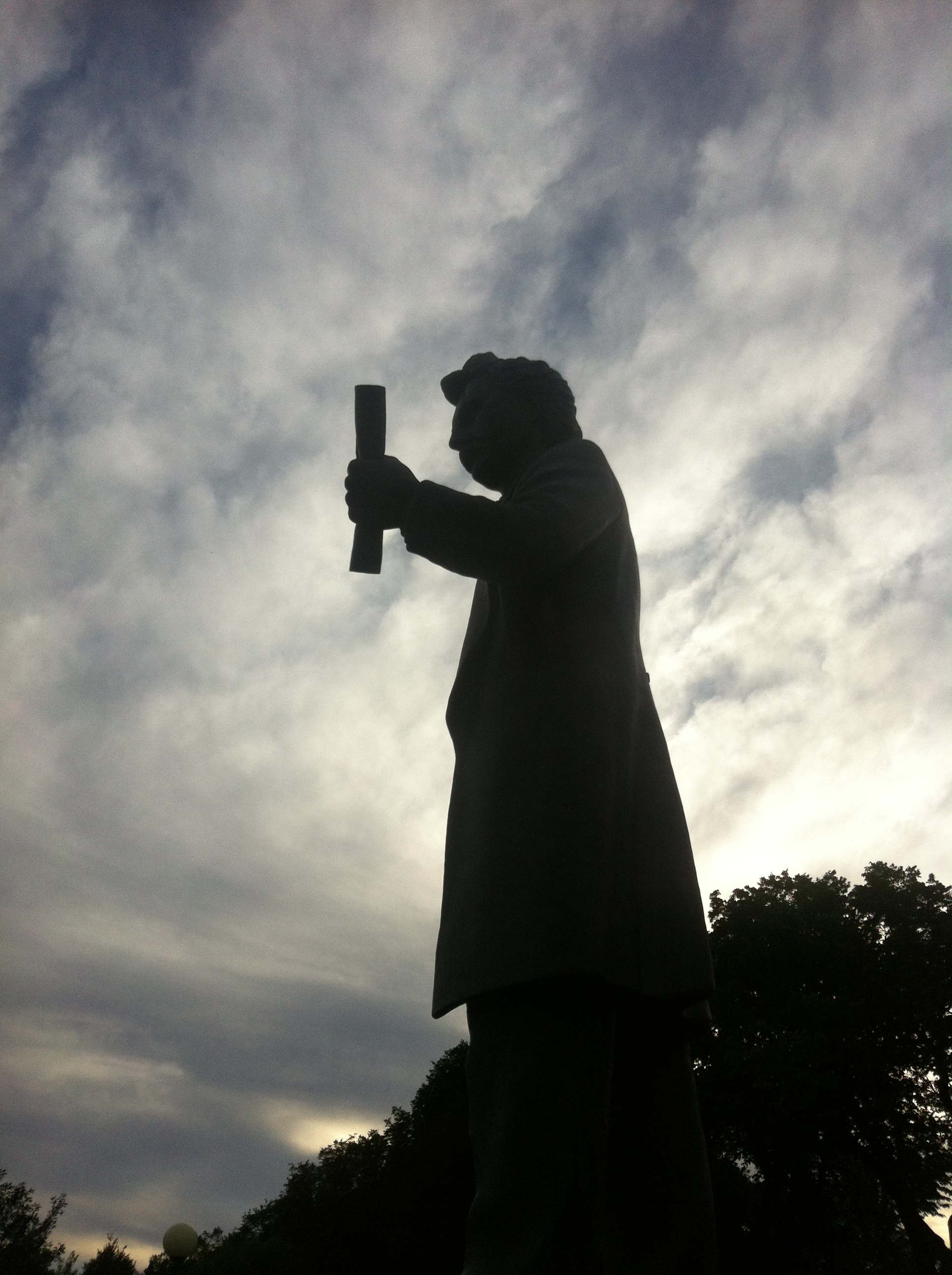 Riel Statue outside Manitoba Legislative Building by the river. 
The people of Winnipeg are Riel fans. There are statues and mentions of him through out the city. Winnipeg, Manitoba.