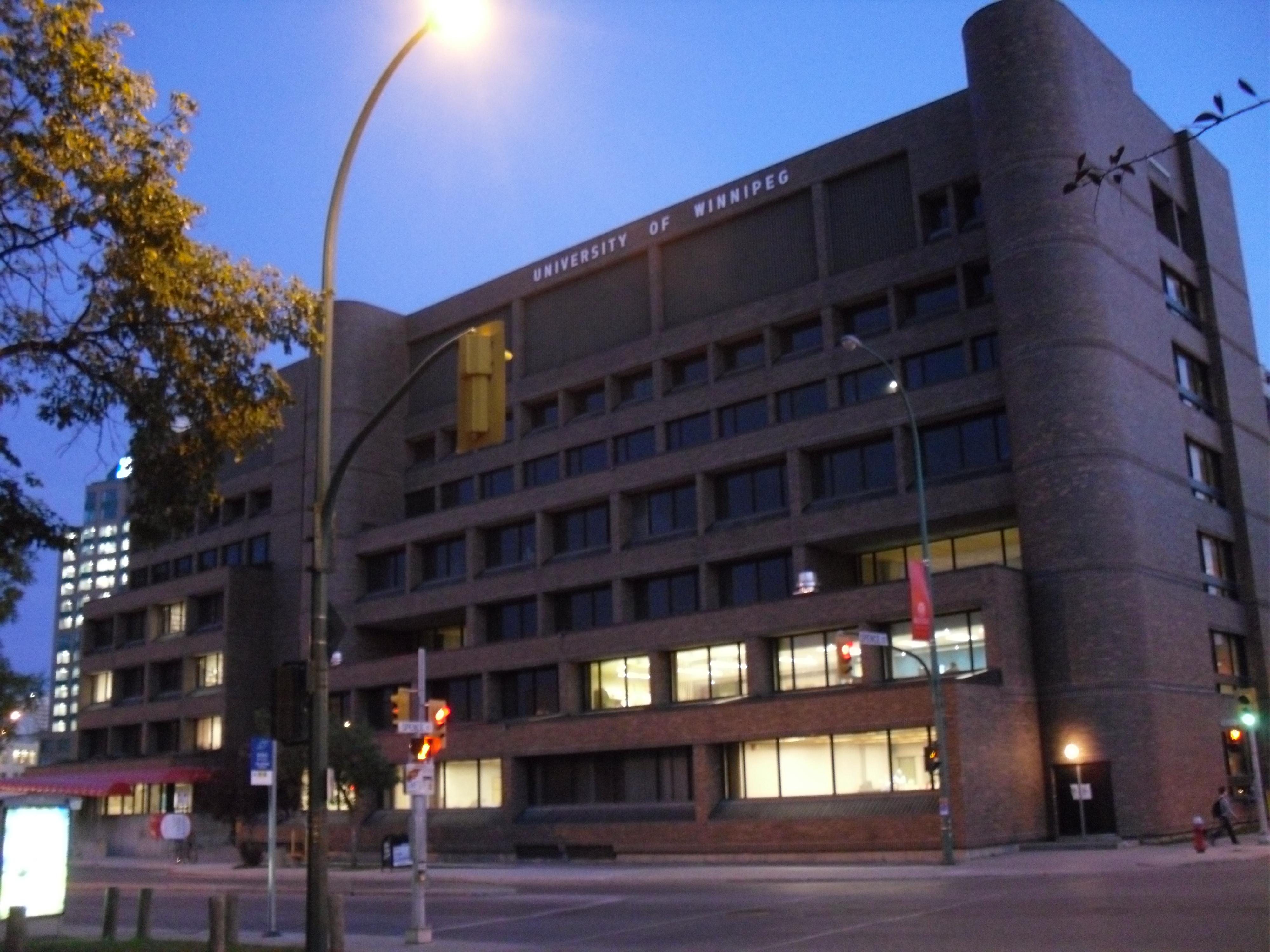 A view of the University of Winnipeg from the North, or from Ellice Avenue.