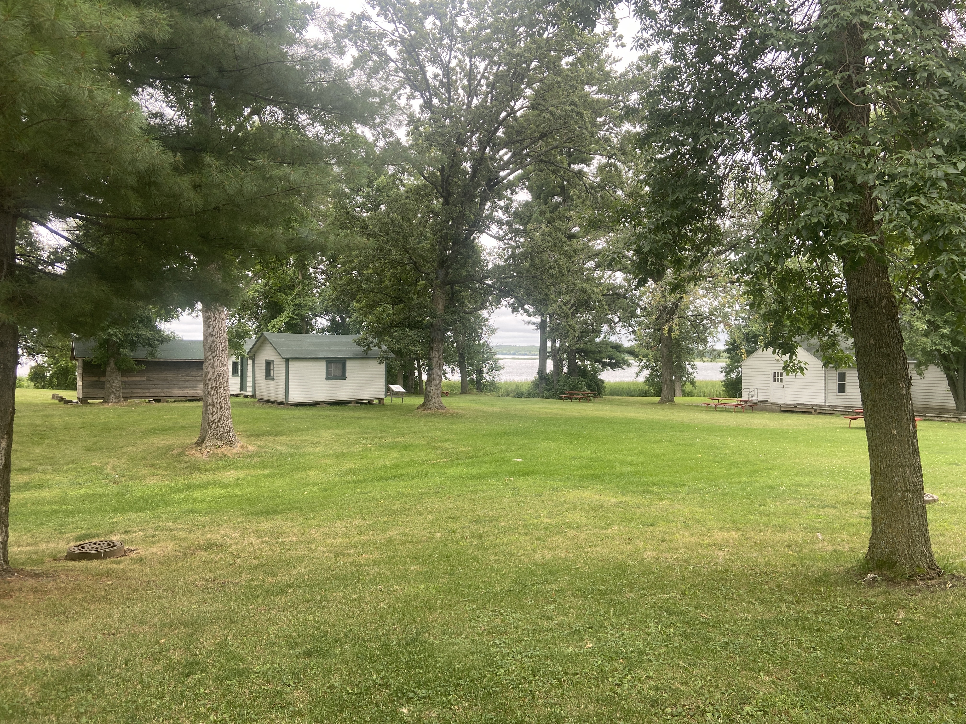Tourist cabins, Harry &amp; Jeannette Ayer House with Mille Lacs Lake in background 
Mille Lacs Indian Museum and Trading Post

Onamia, Minnesota USA