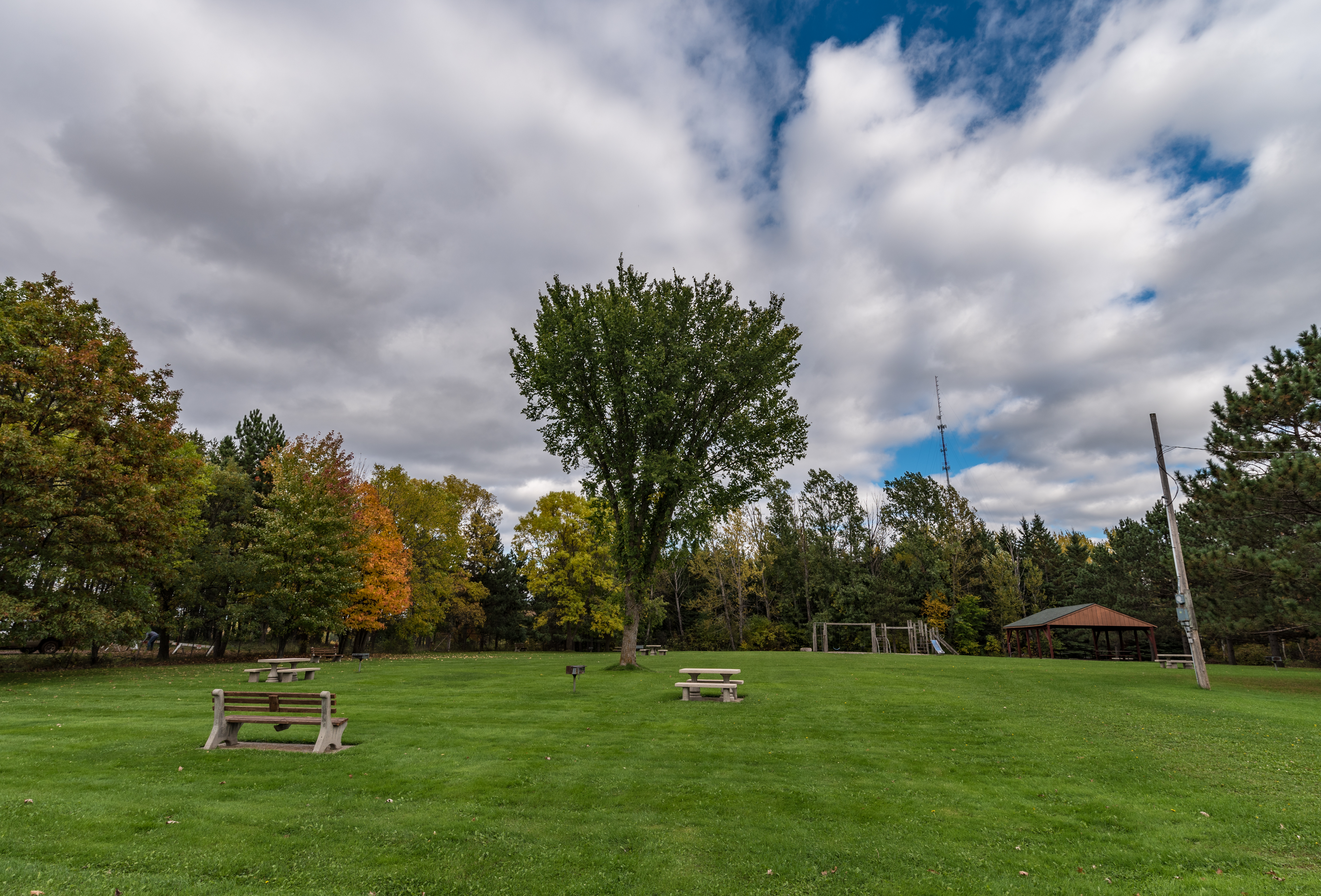 A picnic area at Hill Annex Mine State Park near Calumet, Minnesota.