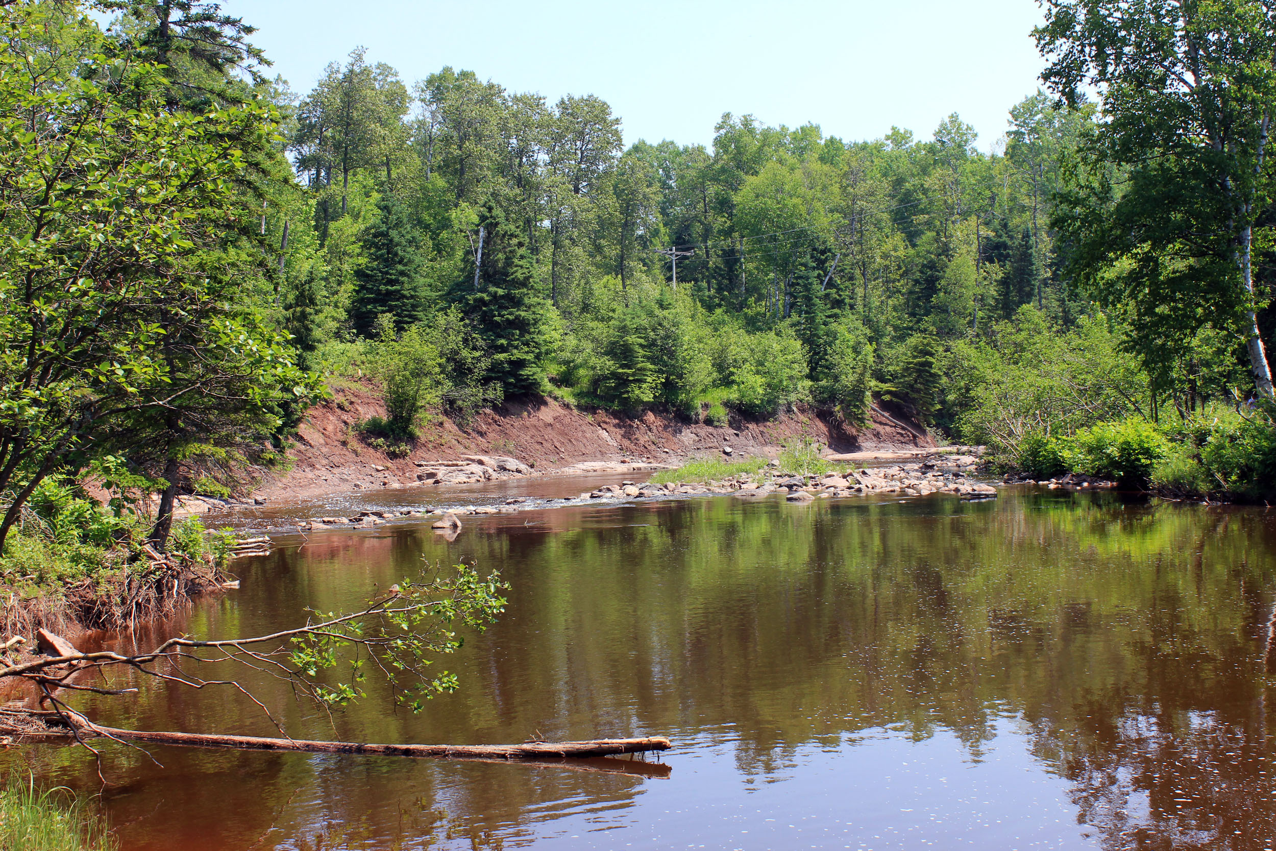 Gooseberry Falls State park is known for its cascading waterfalls and its hiking and biking trails. There are also several campsites around the park and a short
More upstream from the Gooseberry River