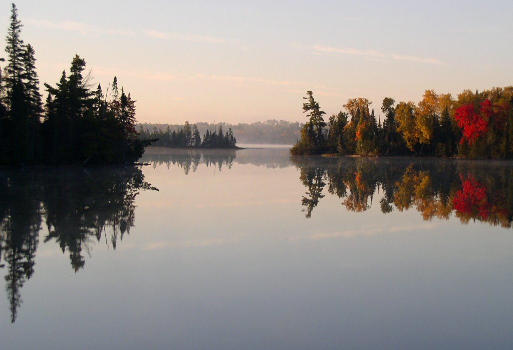Autumn dawn on Bear Head Lake, Bear Head Lake State Park, Minnesota, USA