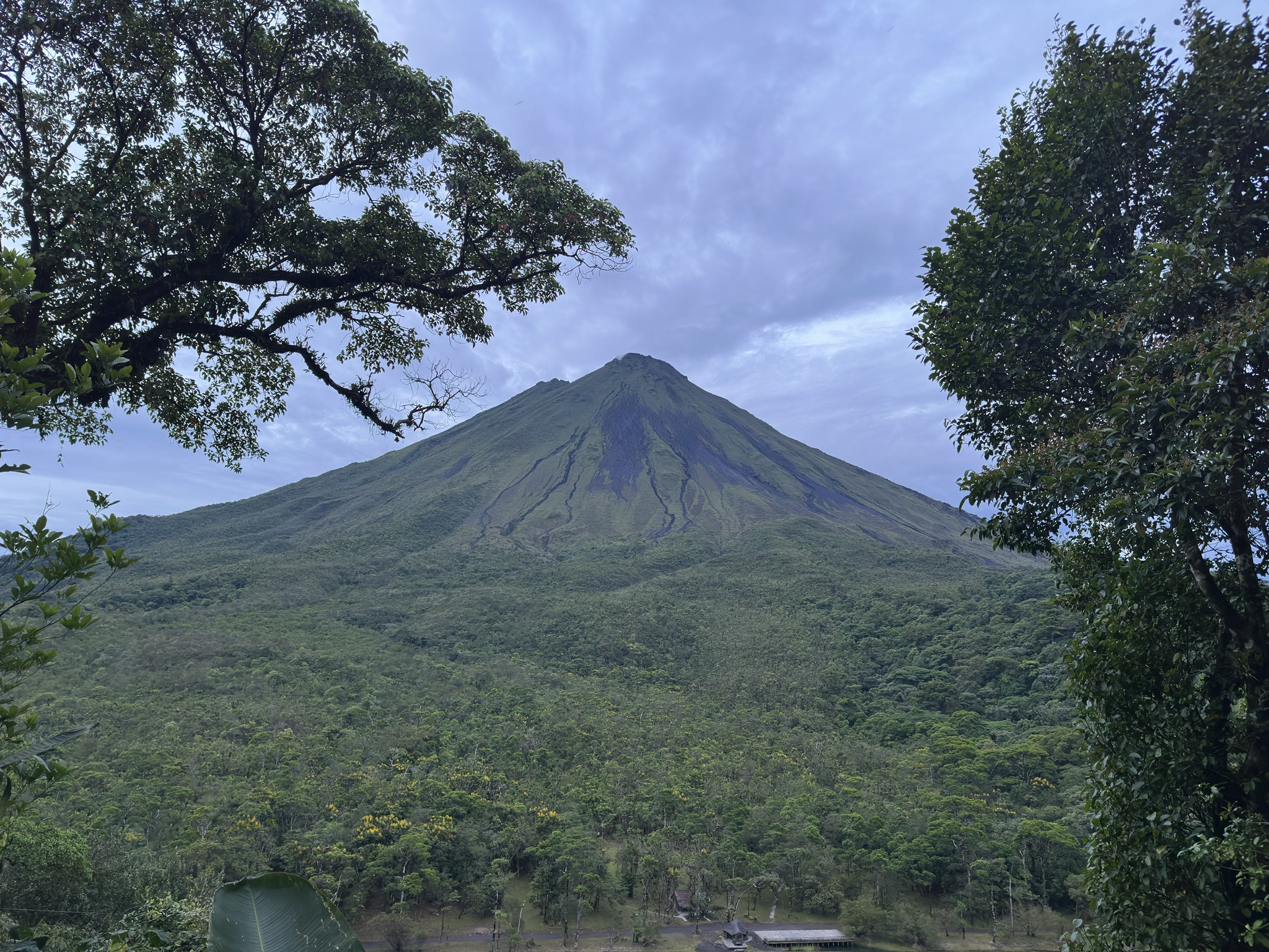 View from Arenal Volcano National Pack at the morning on a cloudy day.