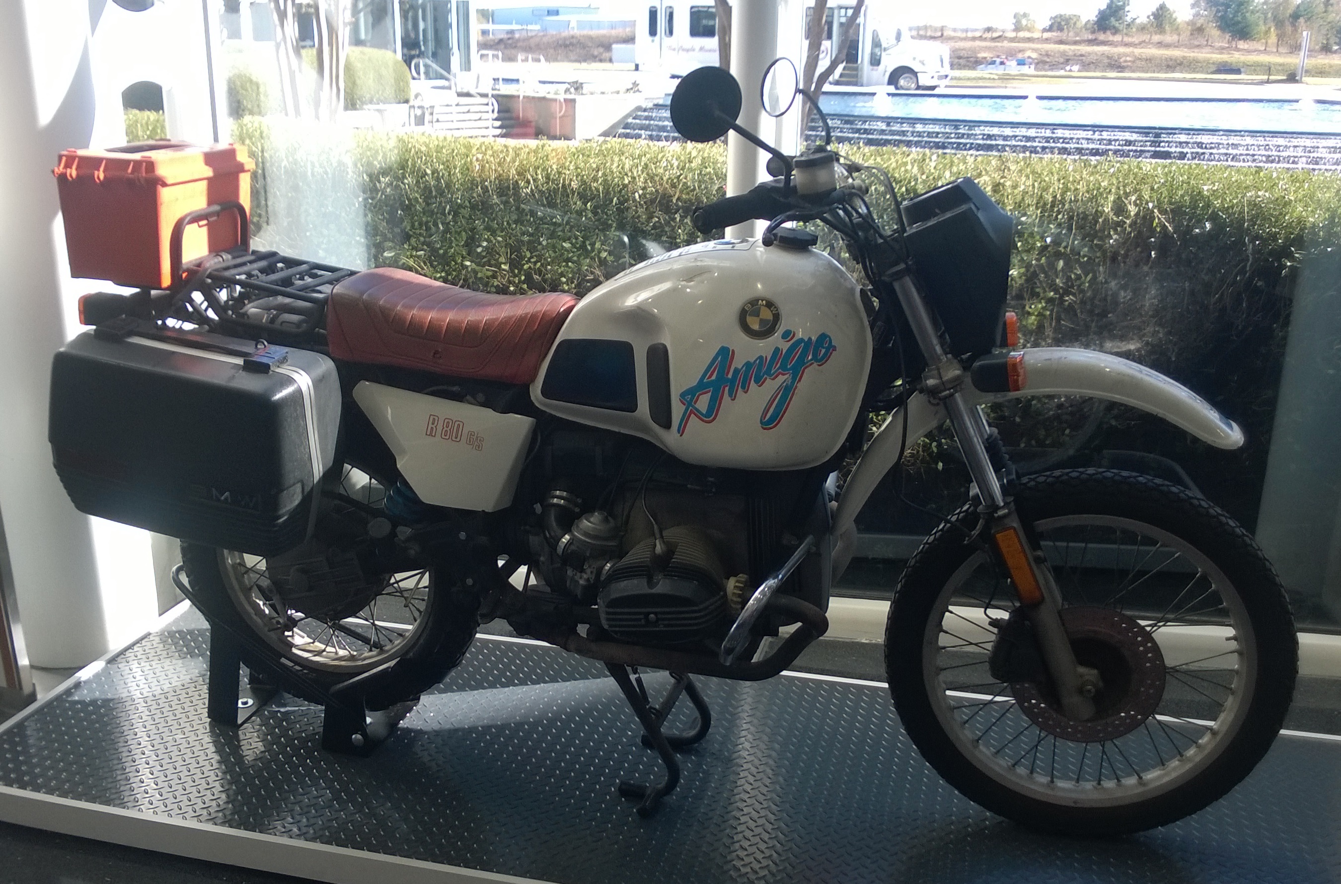 Ed Culberson's BMW R80G/S (nicknamed "Amigo"), the first vehicle to cross the Darién Gap en route to completing a full navigation of the Pan-American Highway