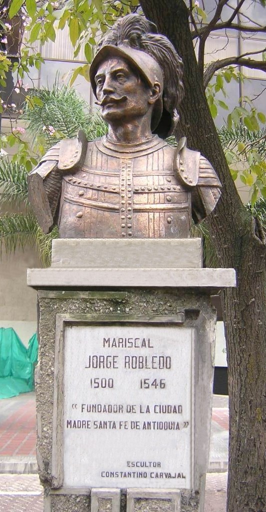 Bust of Jorge Robledo, located on Av. la Playa, Medellín, Colombia