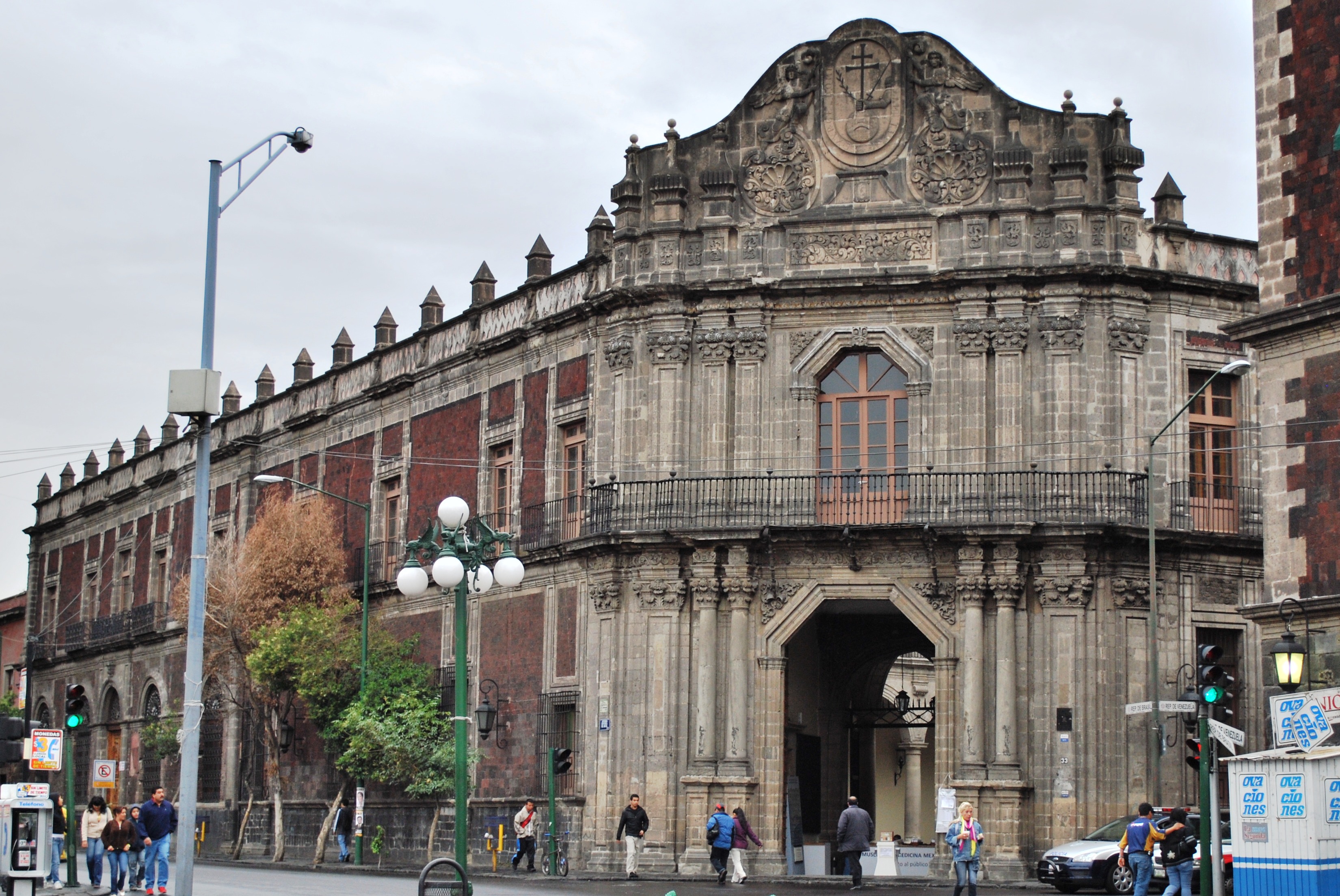 Facade of the Palace of the Inquisition-Museum of Mexican Medicine facing Santo Domingo Plaza in Mexico City
