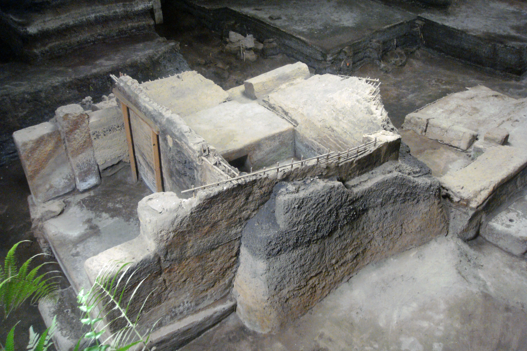 Remains of maya village of Joya de Cerén buried by volcano eruption around A.D. 600 (El Salvador). Structure 2 excavated at Area 2.