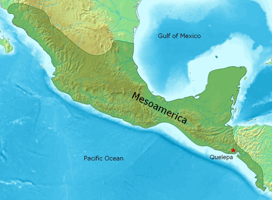 Location of the Quelepa archaeological site within the Mesoamerican cultural region.