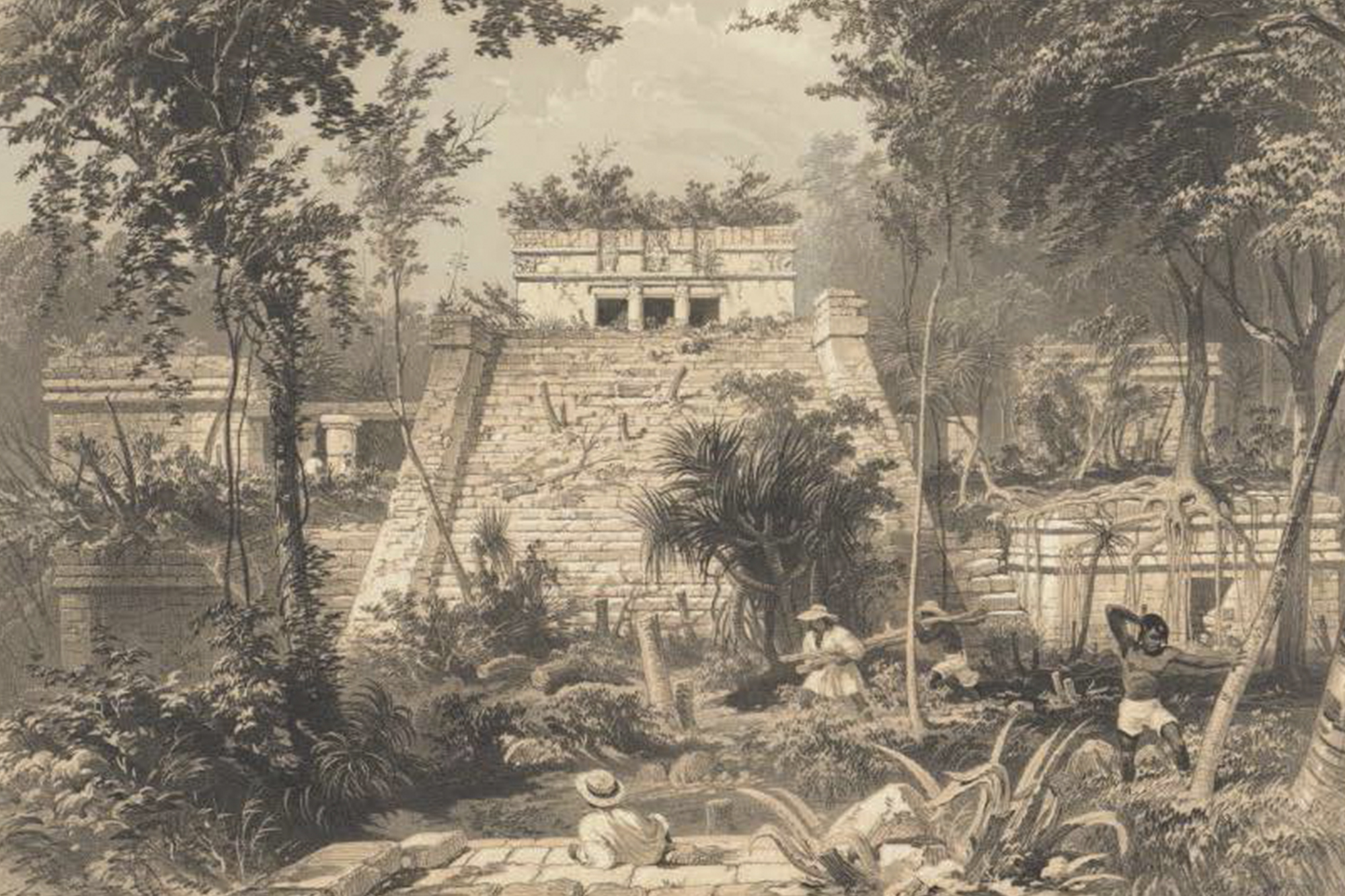 Tulum, lithograph published by Frederick Catherwood in 1844