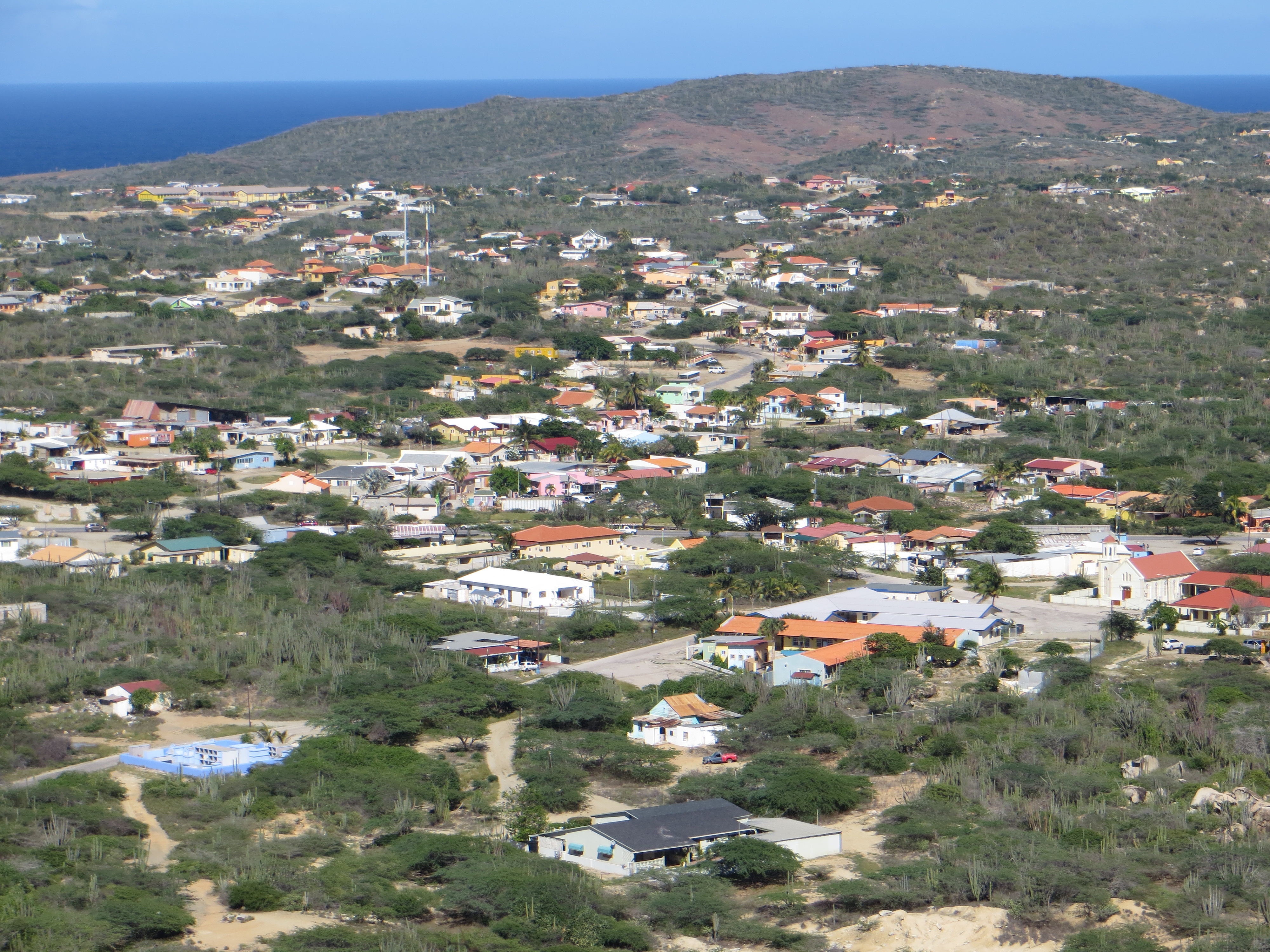 The island of Aruba, viewed from Hooiberg Hill.