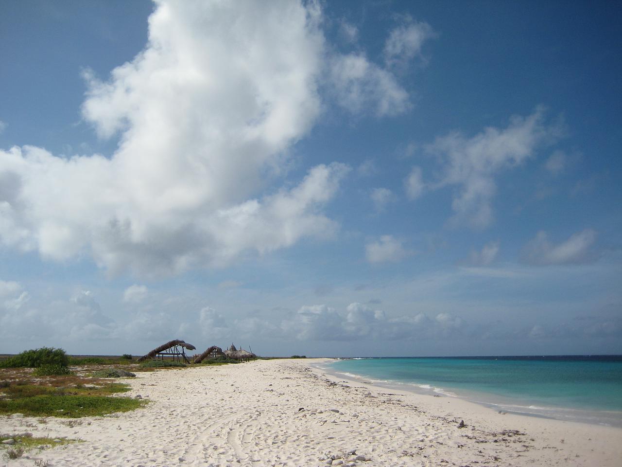 Beach at the uninhibited island Klein Curaçao in Leeward Antilles.
