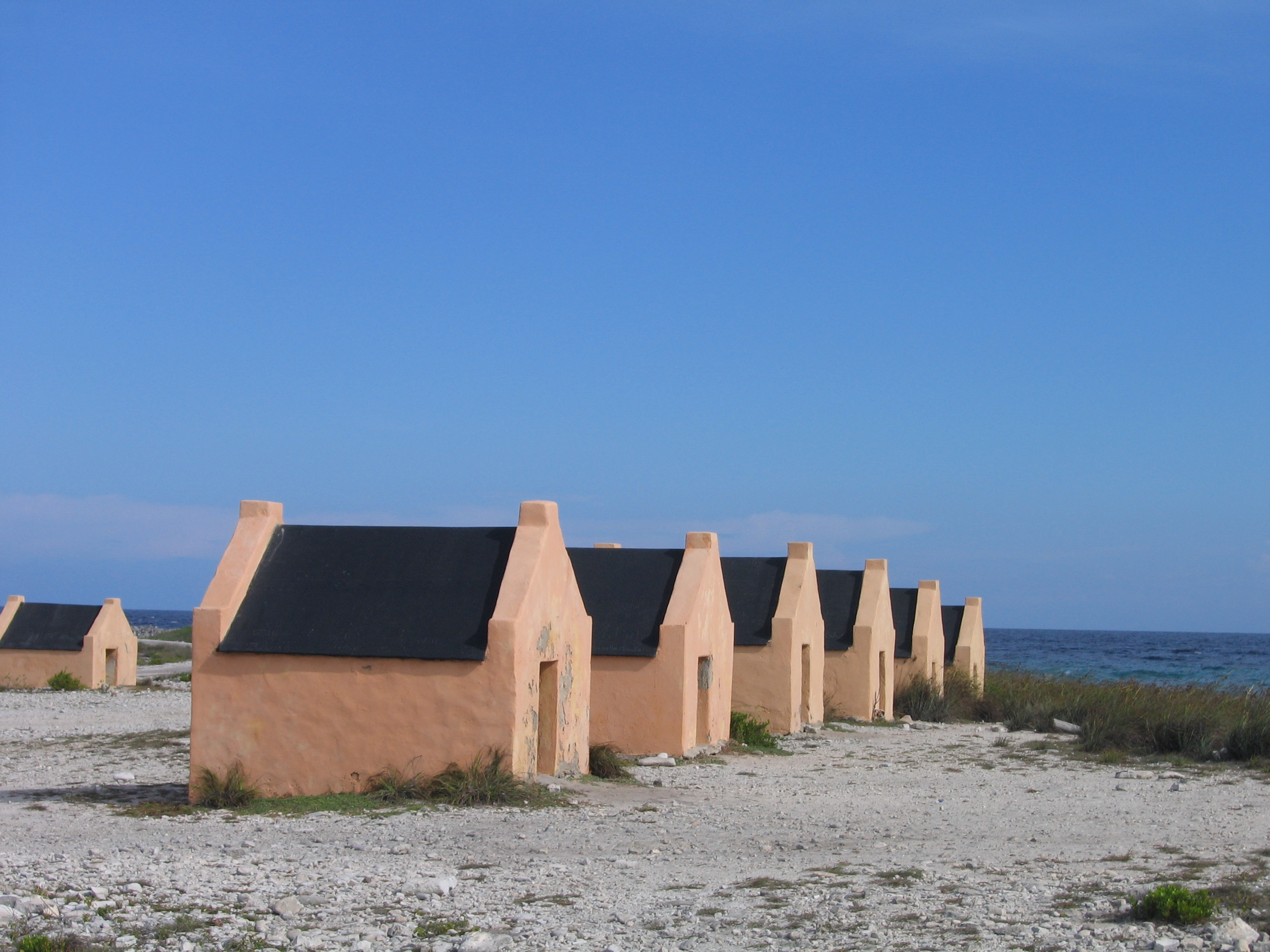 Red Slave Huts, Island of Bonaire. Copyright 2006.
