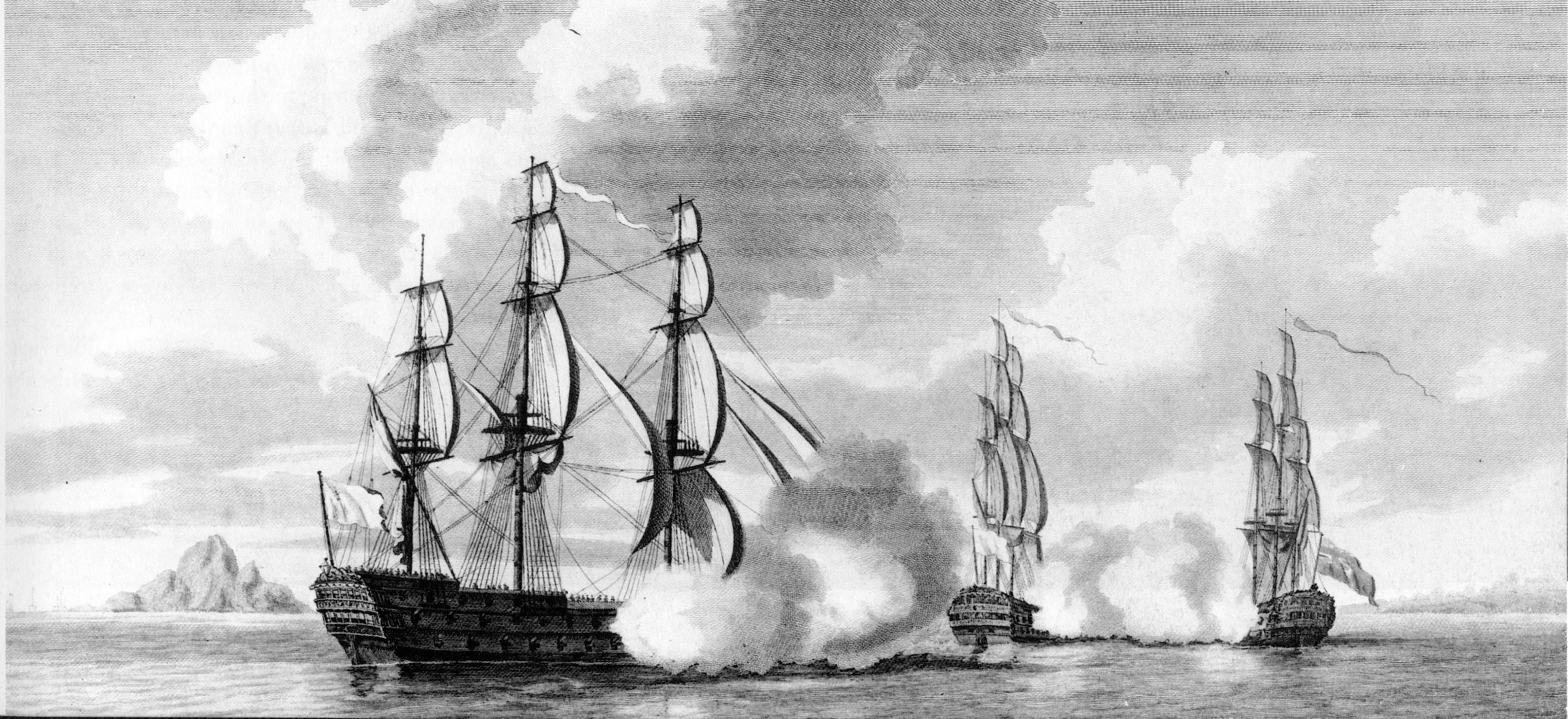 The Capture of the French 64-gun ships Caton and Jason by the Valiant, 74 in the Mona Passage, 19 April, 1782