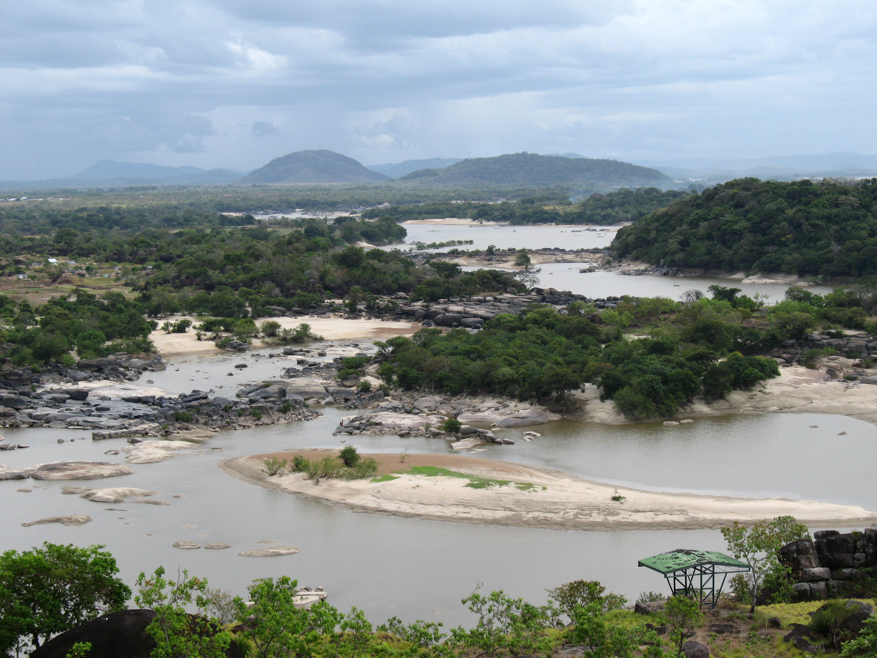Rapids Raudales de Atures of the Orinoco River, near Puerto Ayacucho airport, Venezuela.