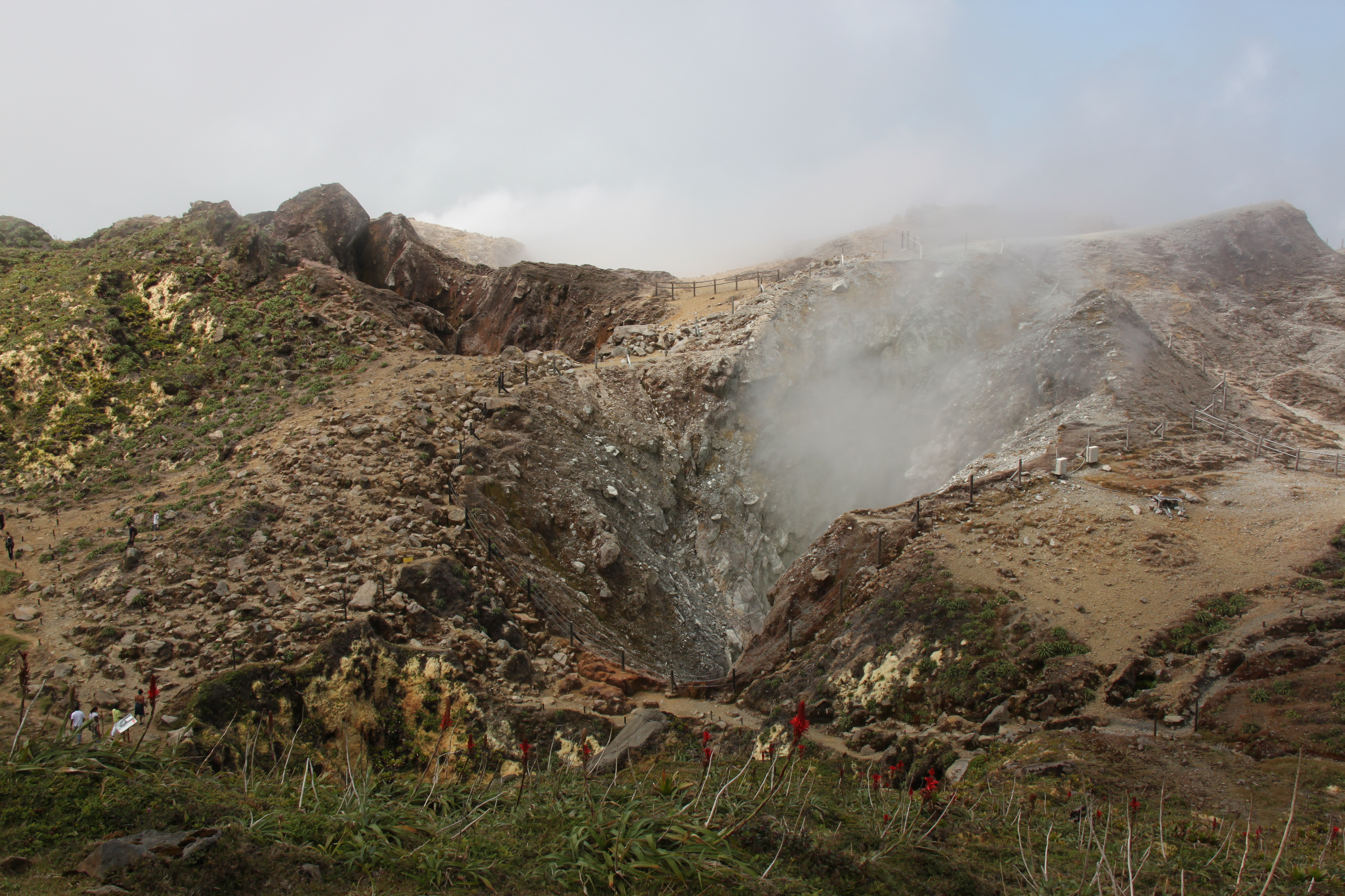 On top of volcano La Soufrière at island Basse-Terre, Guadeloupe; view from La Découverte in direction Gouffre Tarissan, South Crater