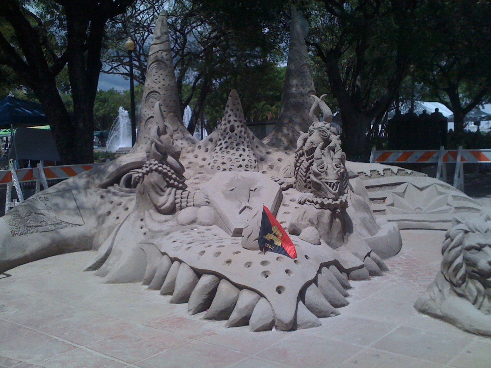 Vejigante in sand by the Sand Masters in the Ponce Carnaval.