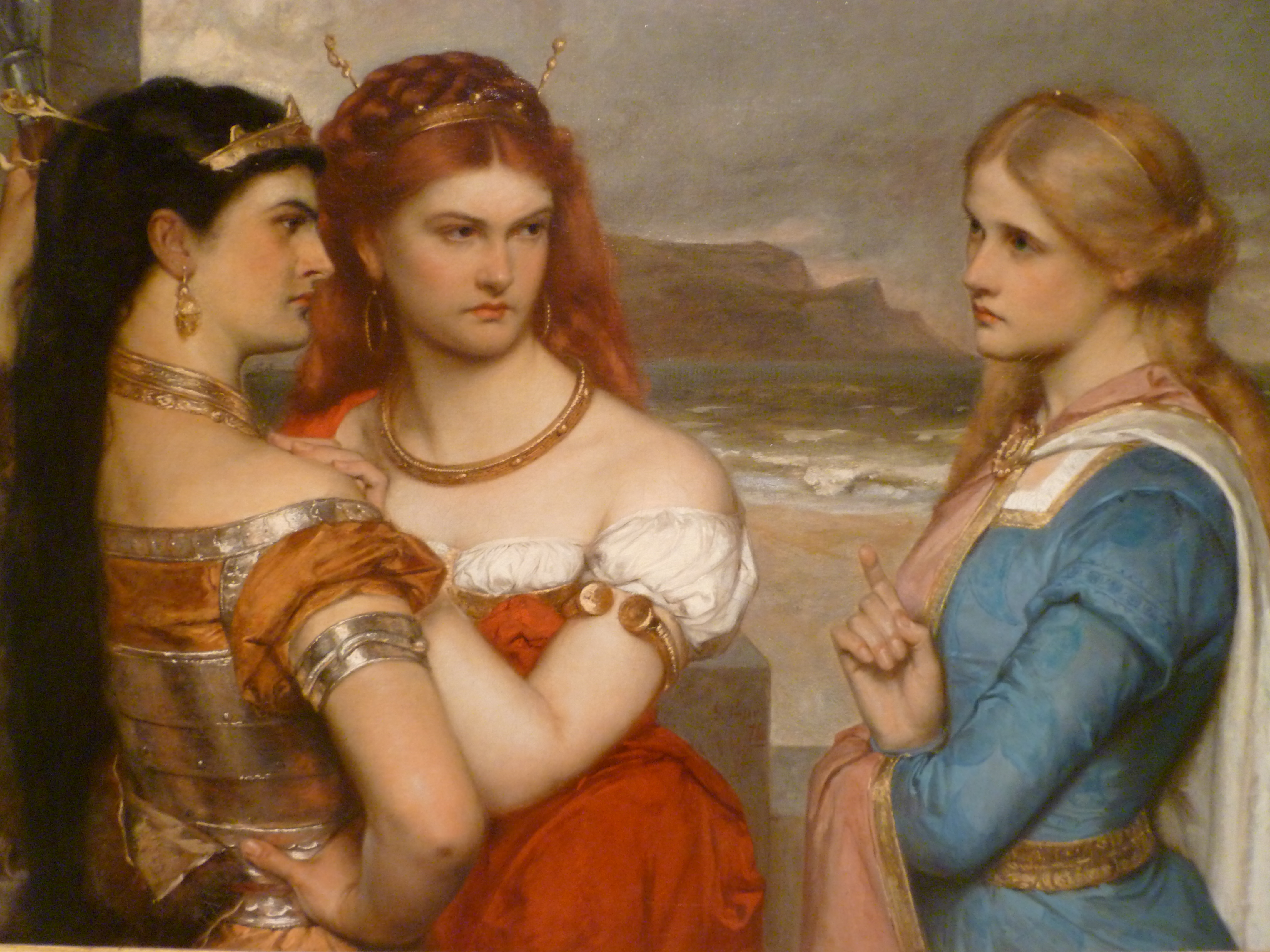 Gustav Pope (Austria 1831–1910 Londres), Las hijas del Rey Lear, ca. 1875–1876; óleo sobre tela;
44 1/2 x 32 5/16 in (113 x 82 cm) Colección Museo de Arte de Ponce. #71.0761
