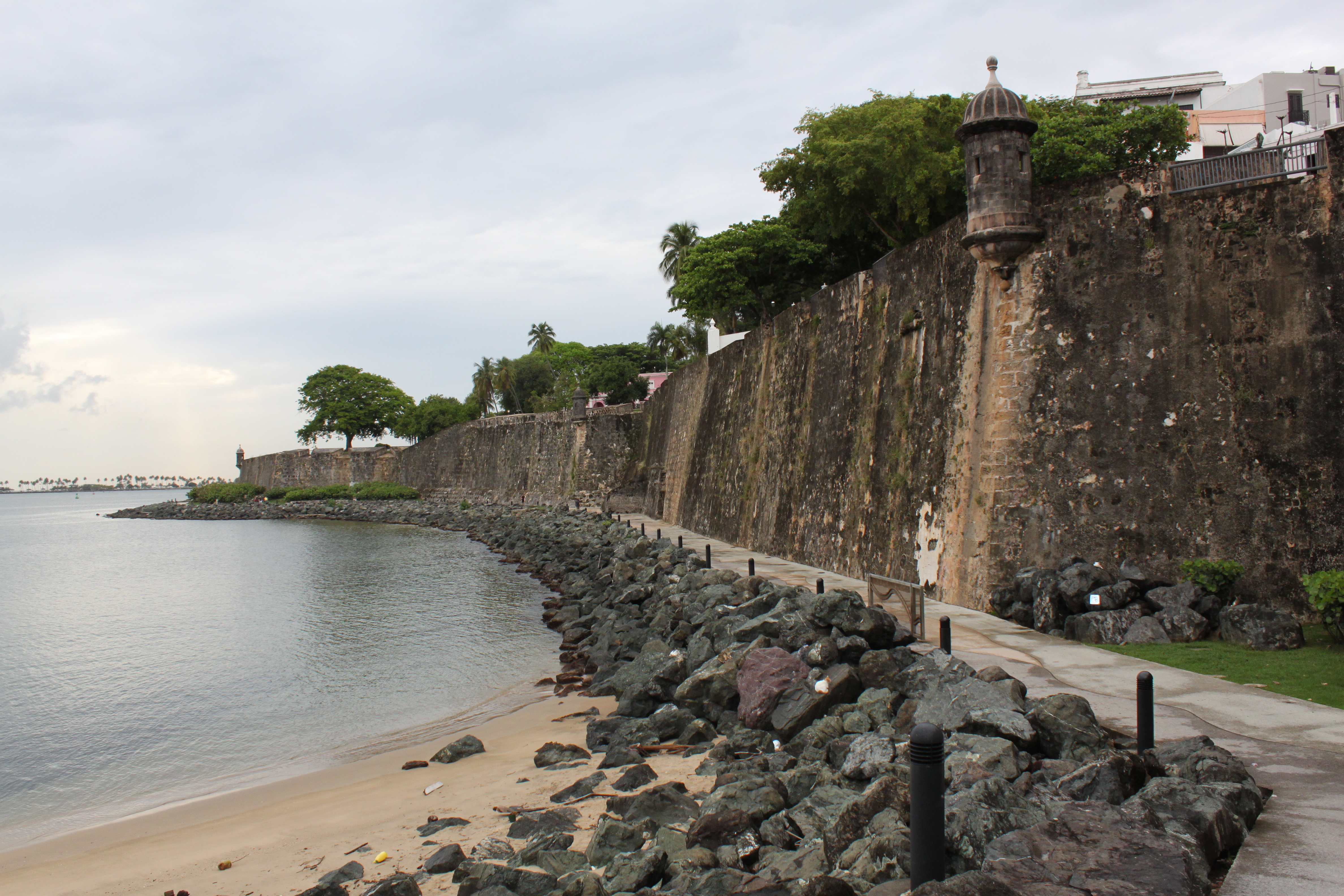 42-foot high city wall near the city gate in Old San Juan, San Juan, Puerto Rico, U.S.A.