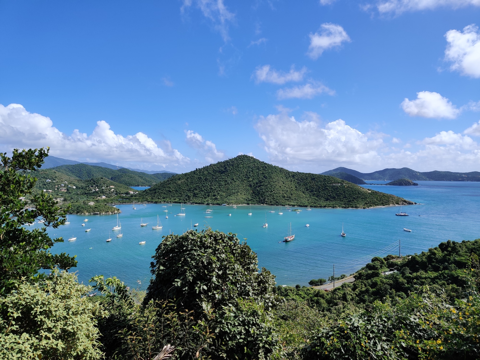 A hill on a peninsula next to Coral Bay, St. John, USVI, on which Fortsberg is.