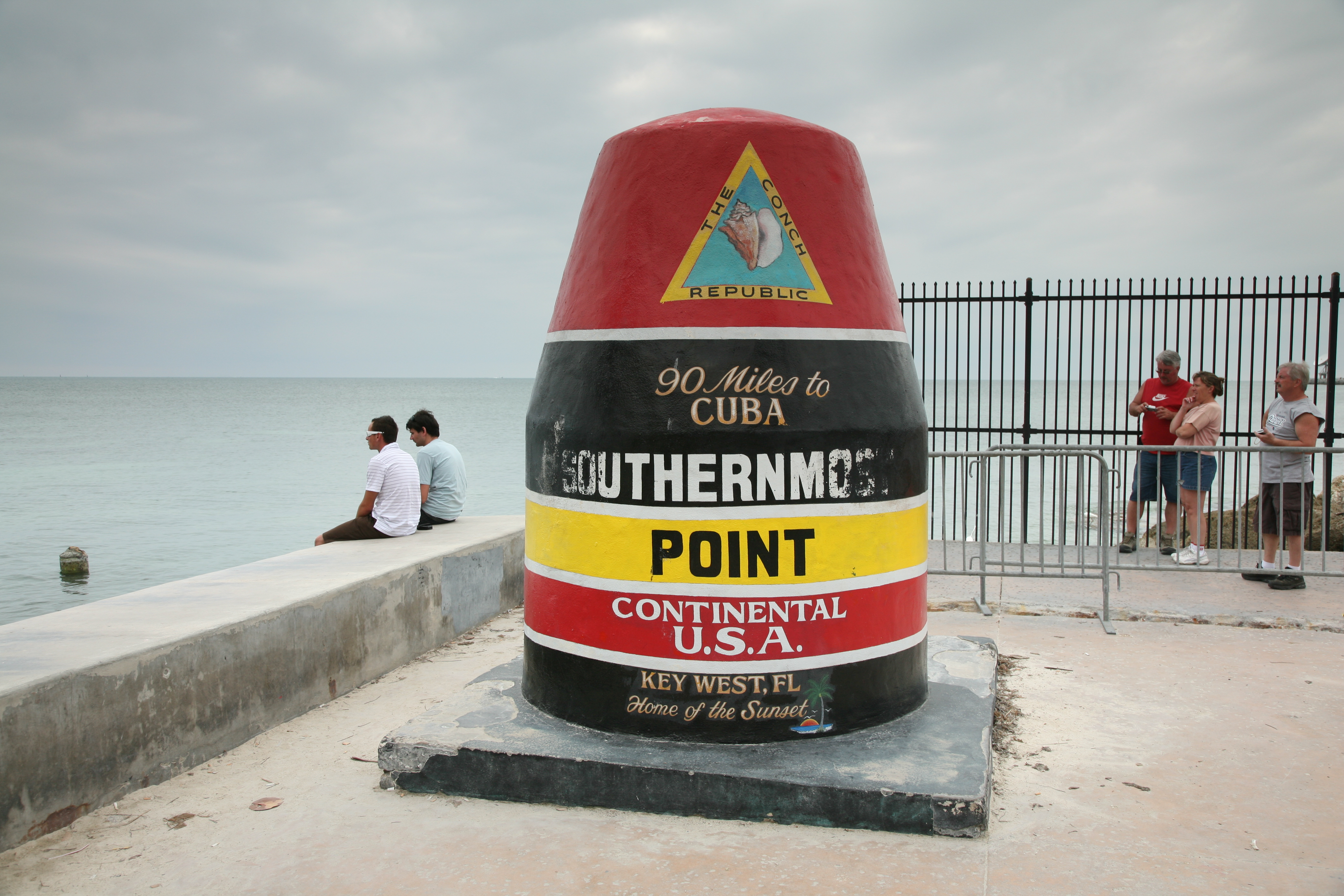 90mi to Cuba marker at the so called southernmost point of the continental United States, in Key West, Florida.