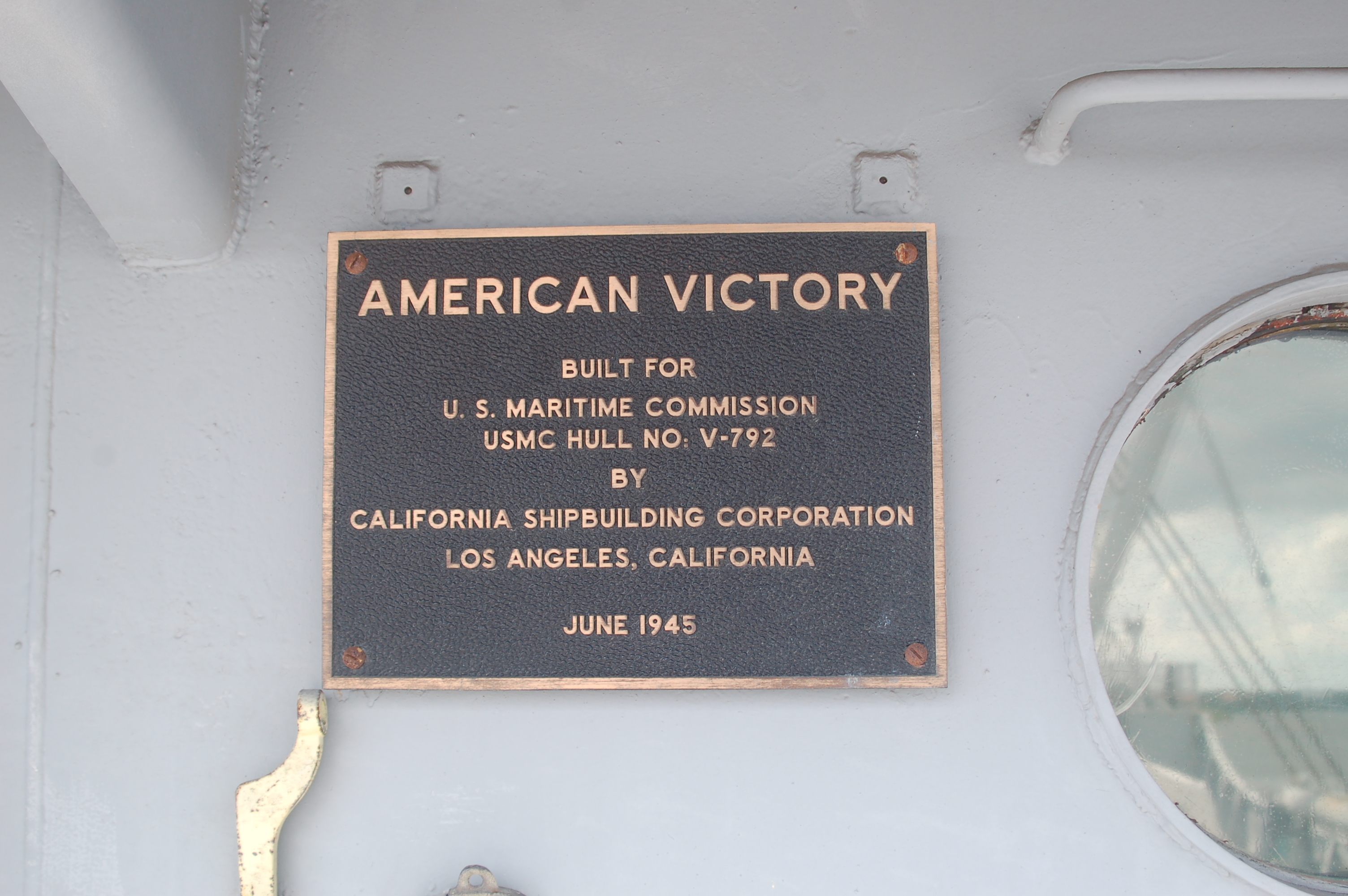 Name plaque on the American Victory V-792