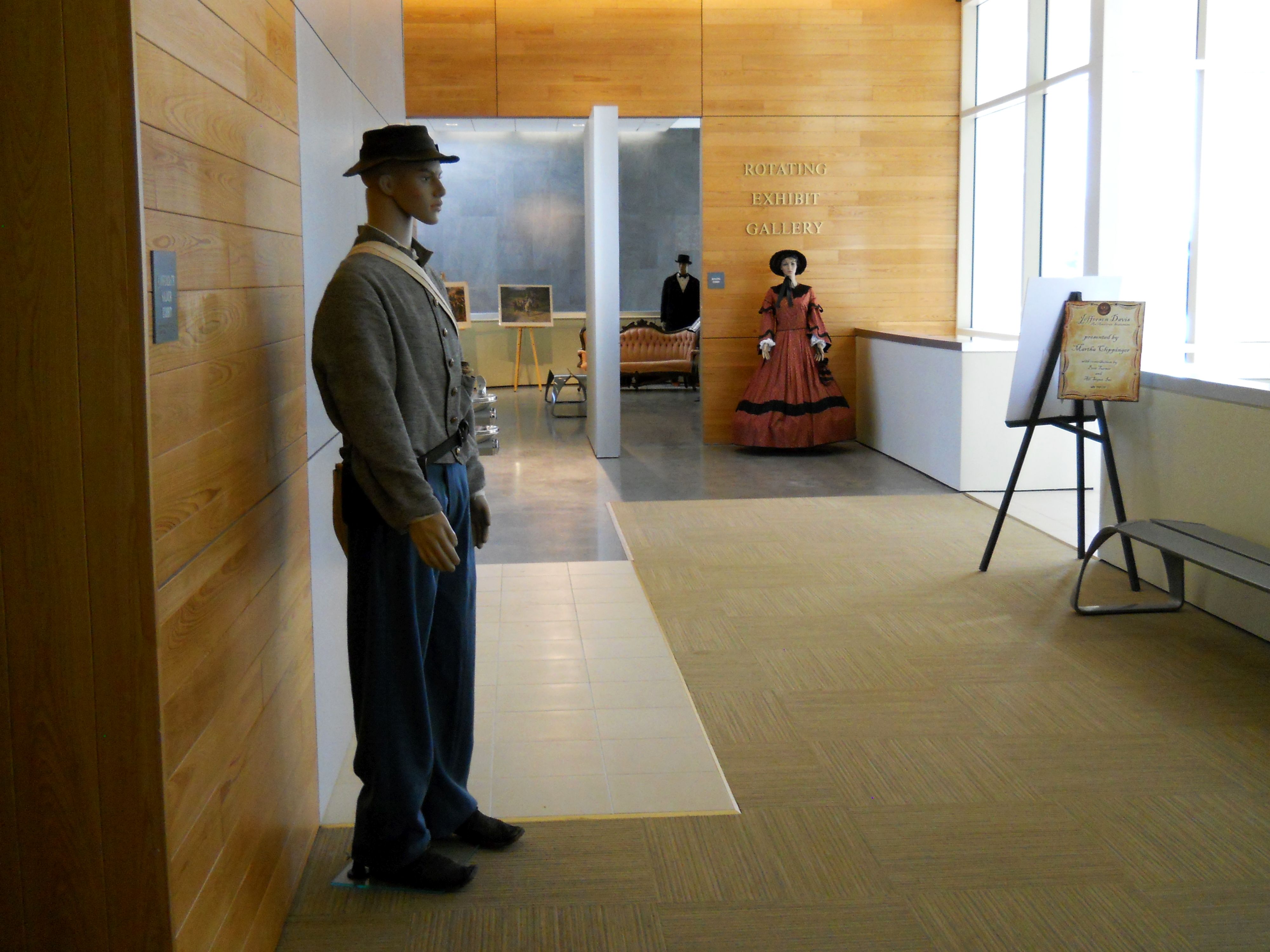 Confederate-era exhibits on display in the Jefferson Davis Presidential Library &amp; Museum, Biloxi, Mississippi, USA