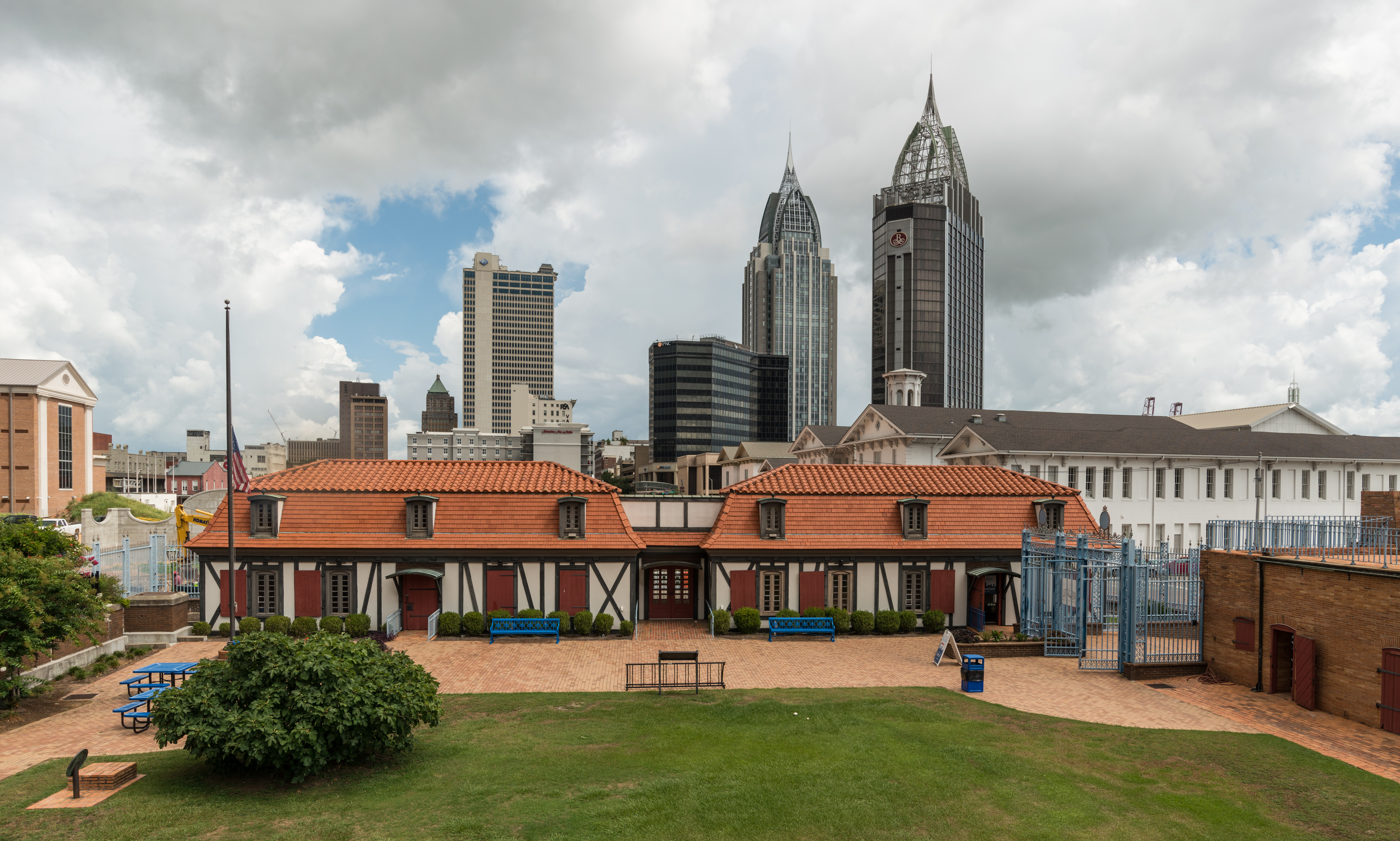 A view of Fort Conde and the Mobile, Alabama Skyline