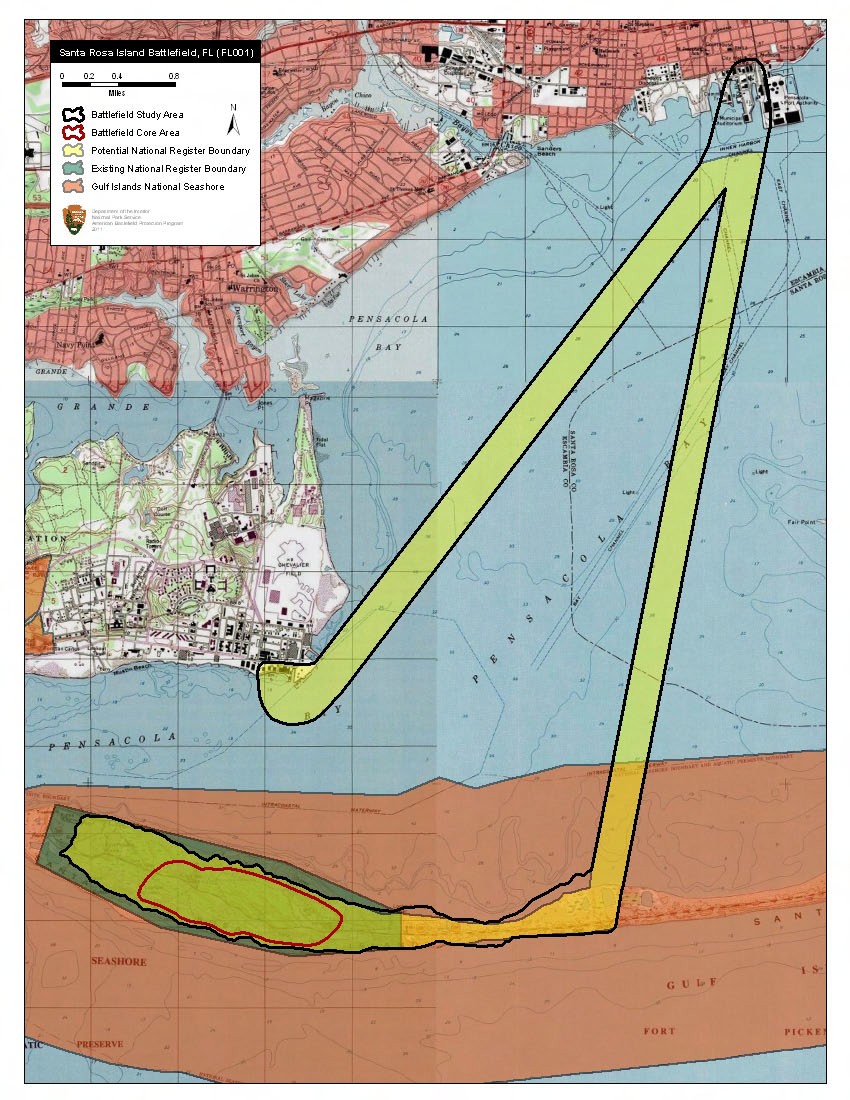 Map of battlefield core and study areas.