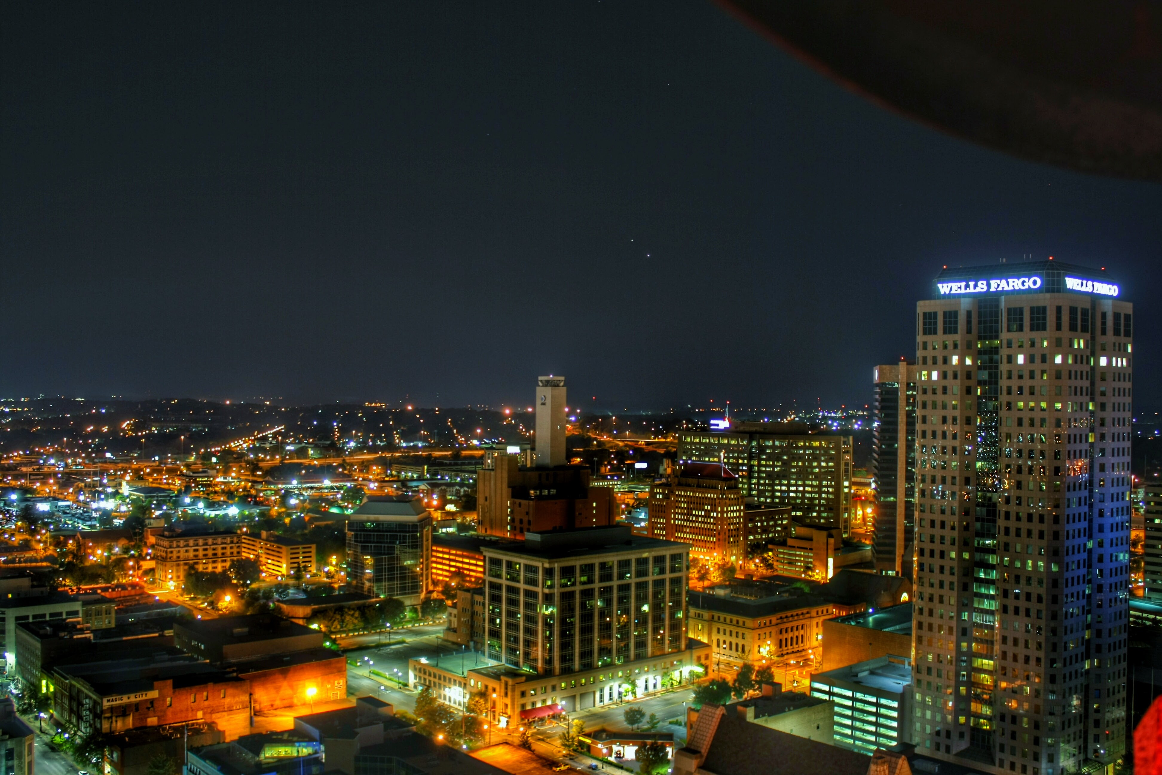 Birmingham skyline at night from atop the City Federal Building. July 1 2015.