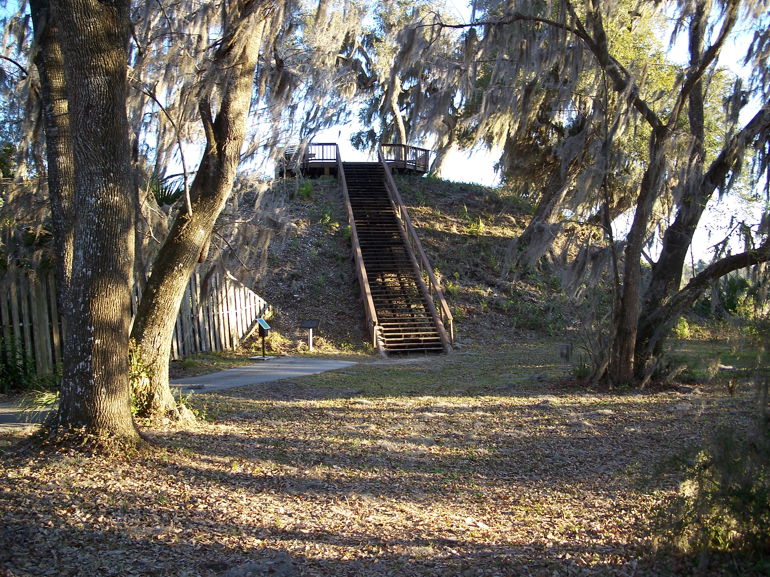 Temple mound in the Crystal River Archaeological State Park, in Crystal River, Florida
