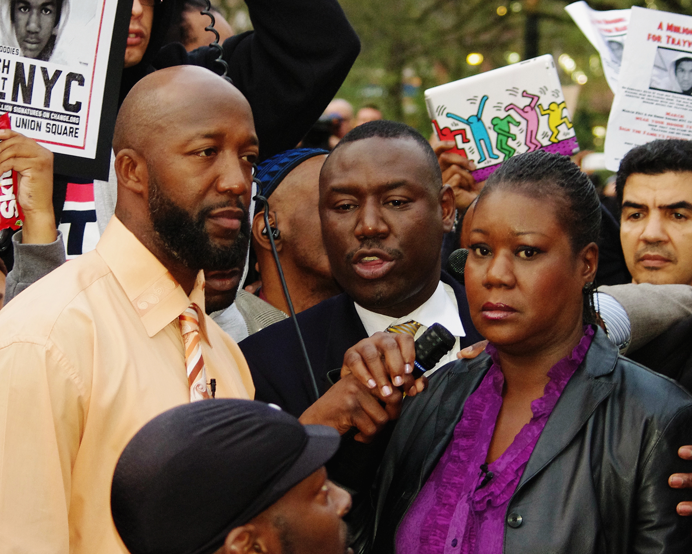 Trayvon Martin's father Tracy Martin and his mother Sabrina Fulton are seen here at the Union Square protest against Trayvon's shooting death.