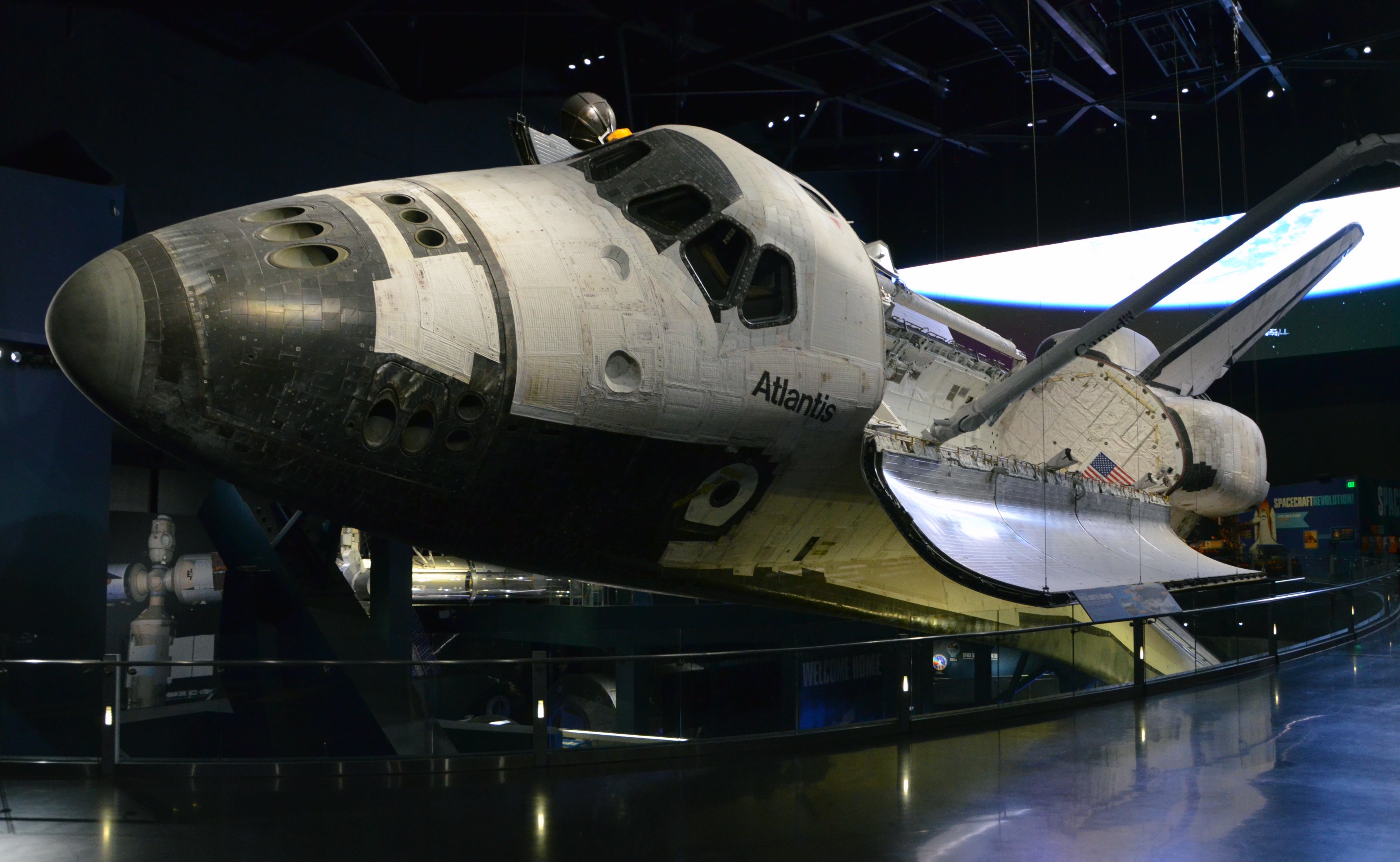 The Space Shuttle Atlantis displayed at the Kennedy Space Center Visitor Complex in Merritt Island, Florida (USA).