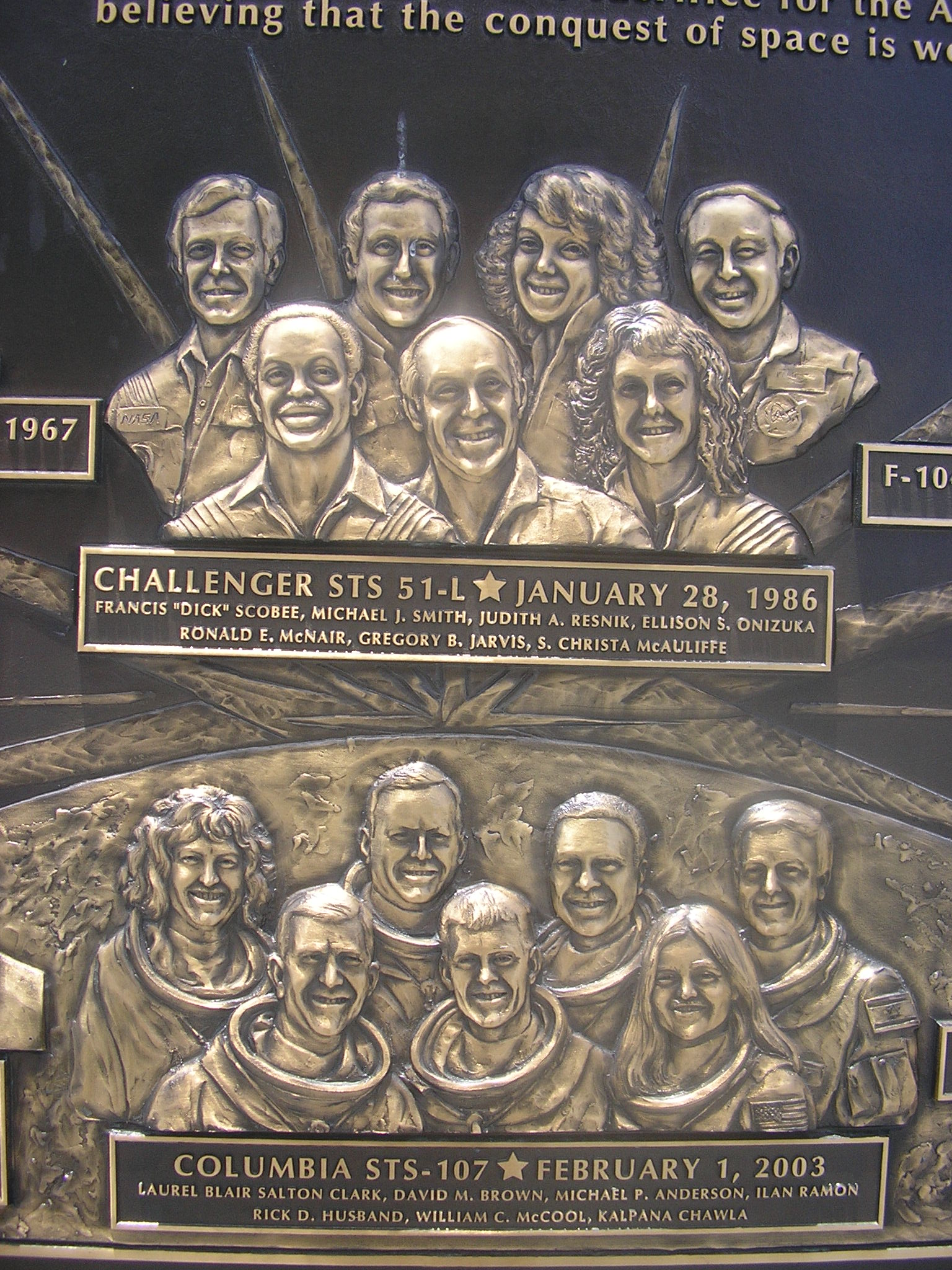 A portion of a plaque laid at the Astronaut's memorial at Kennedy Space Center in Cape Canaveral, FL.