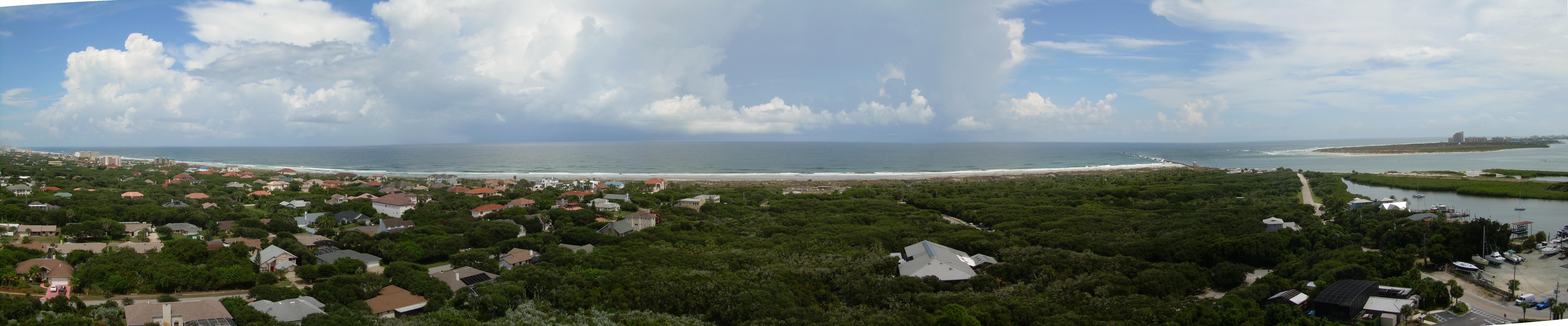 Panoramic view from the top of the Ponce Inlet Lighthouse at Ponce Inlet, Florida.