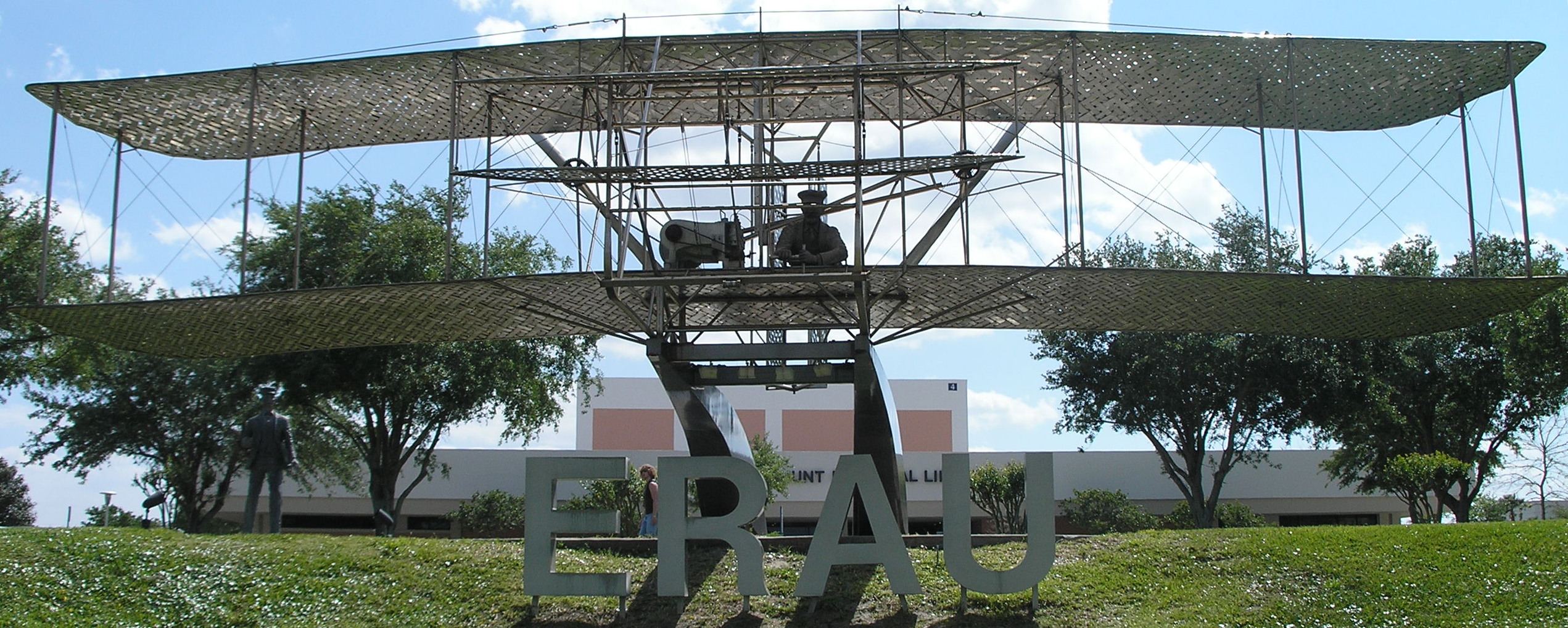 The Wright Flyer statue at Embry-Riddle Aeronautical University's Daytona Beach, FL, USA campus