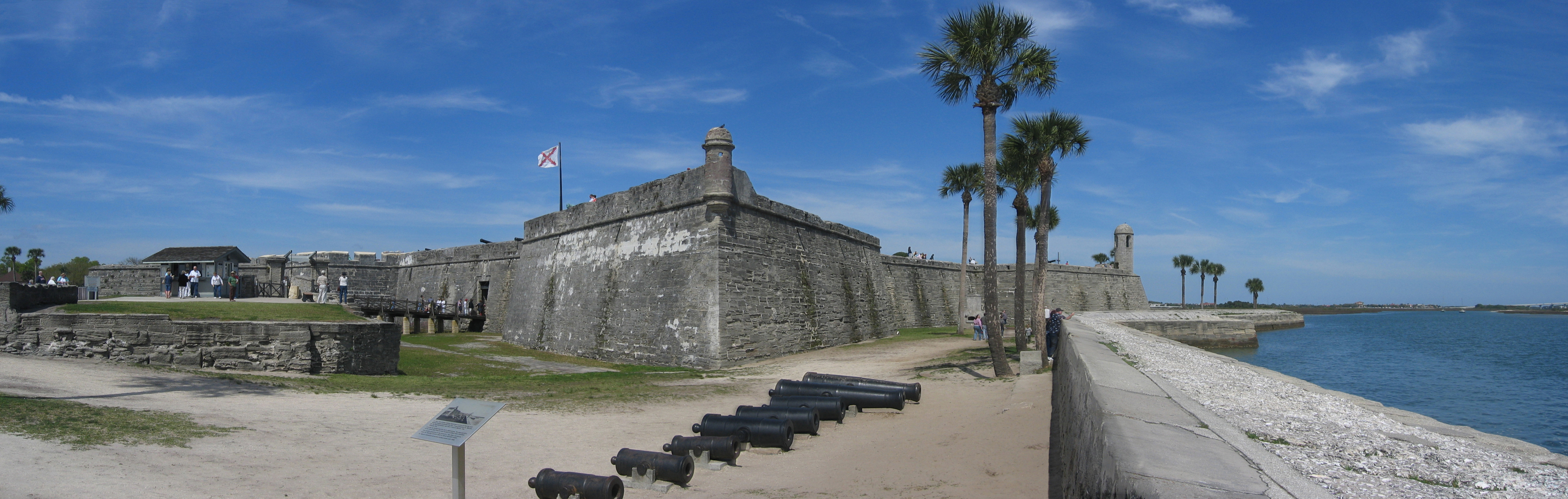 Panorama of the Castillo de San Marcos fort in St. Augustine, Florida, USA. It was made with Hugin by merging four pictures.