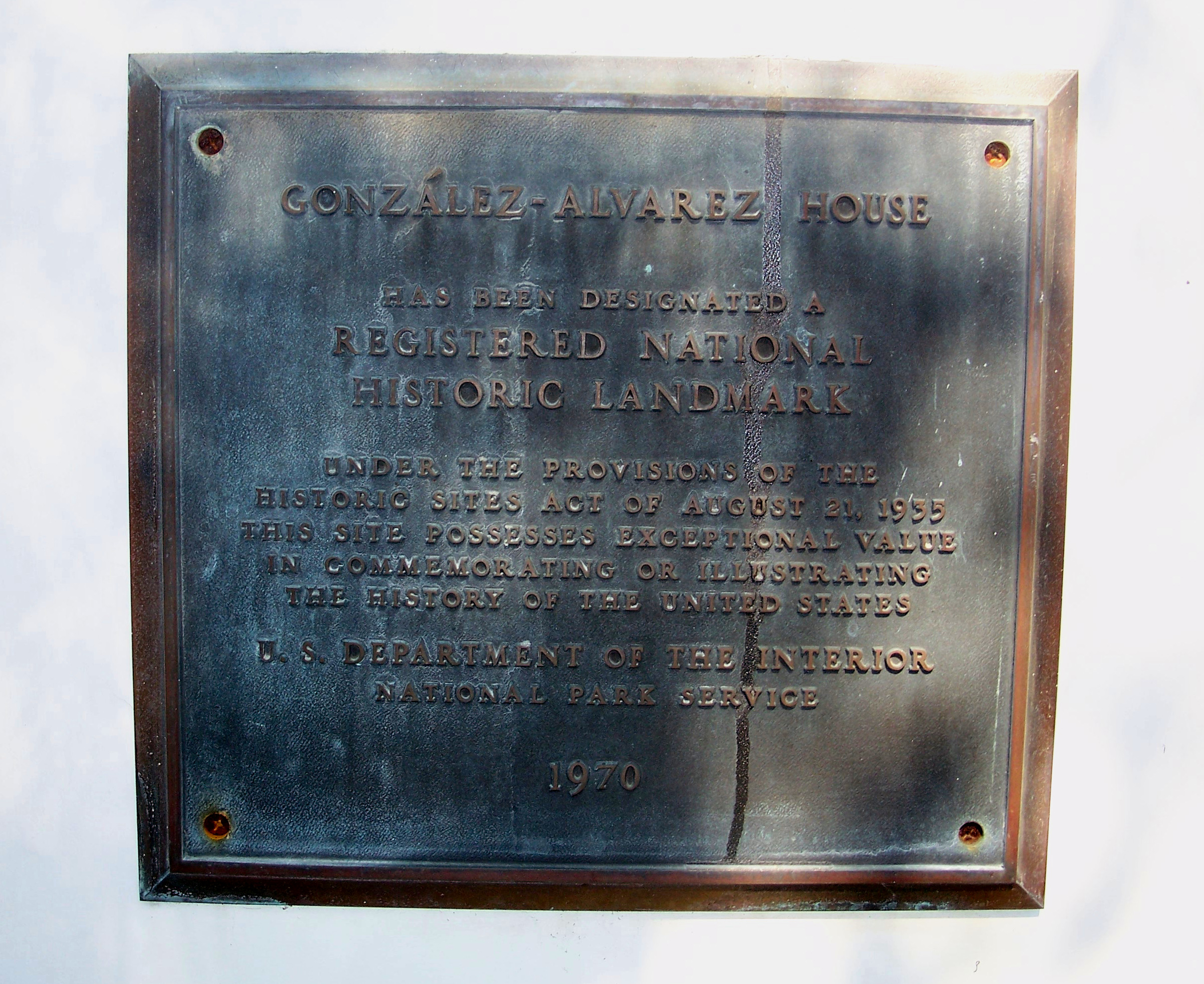 St. Augustine, Florida: 

National Historic Landmark plaque at the Gonzalez-Alvarez House.