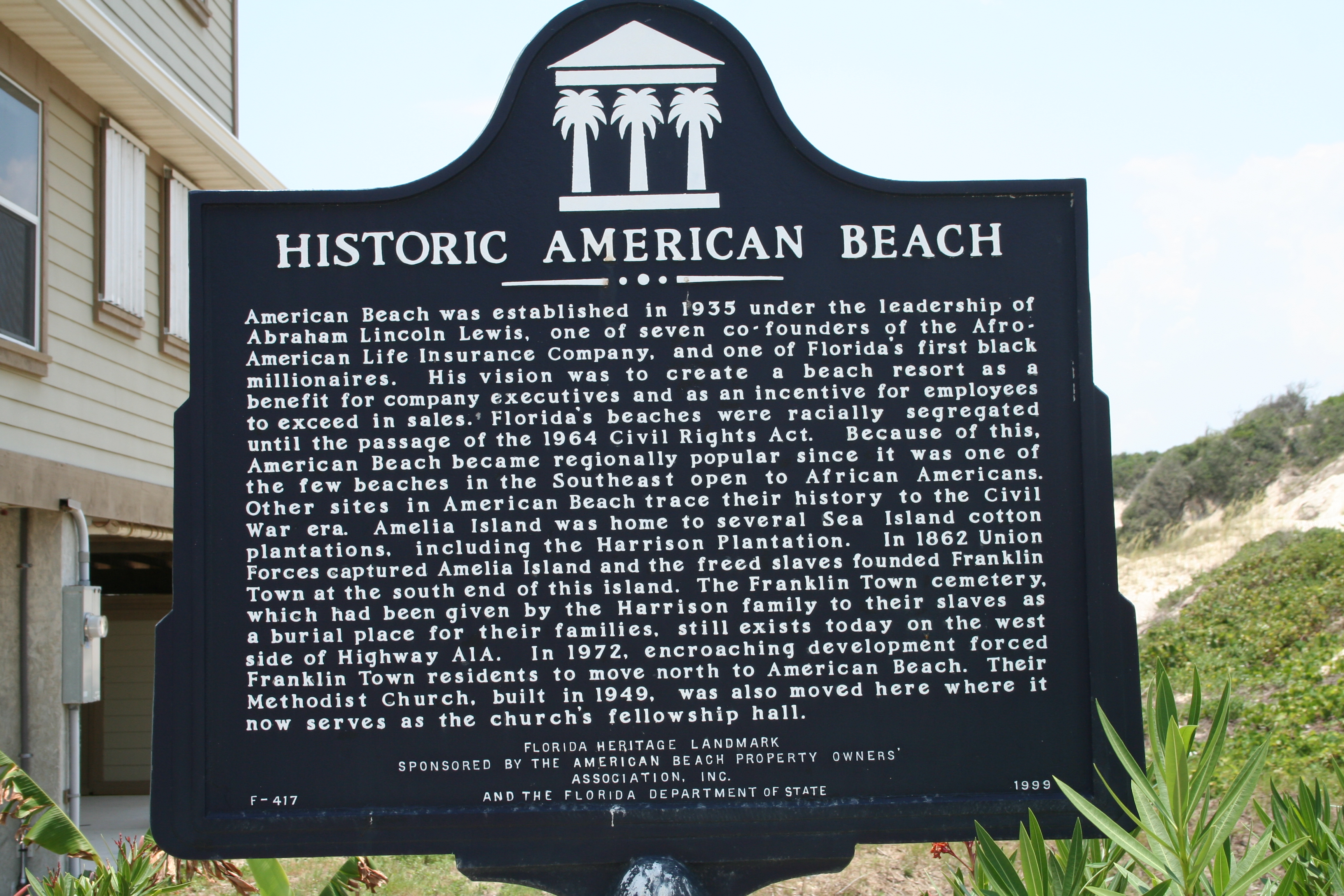 American Beach, FL plaque.