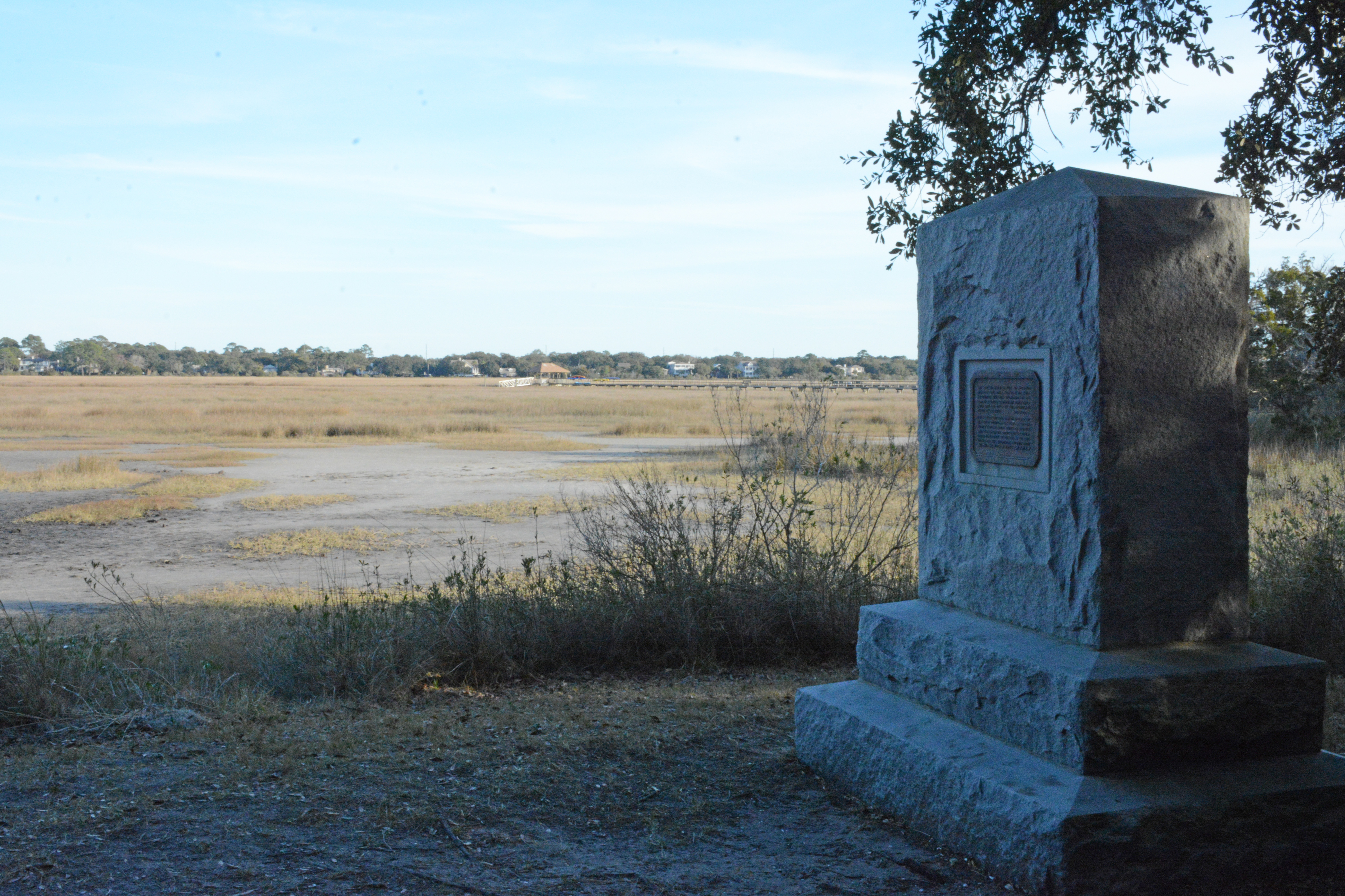 Site of the Bloody Marsh battle, with the historical marker