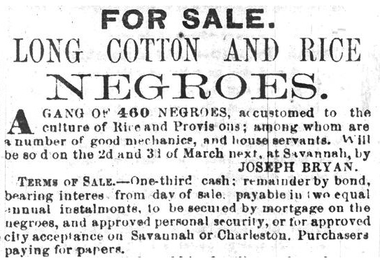 "Sale of Slaves," The Savannah Republican, February 8, 1859.