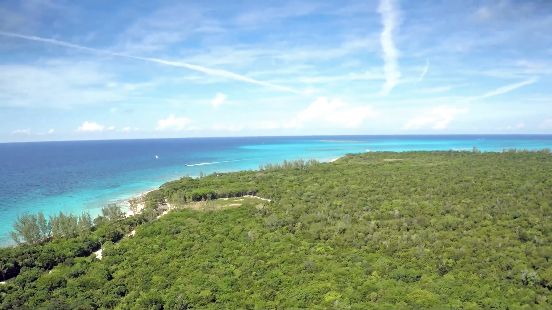 Aerial footage of Clifton Heritage National Park / the Western end of New Providence Island, Bahamas