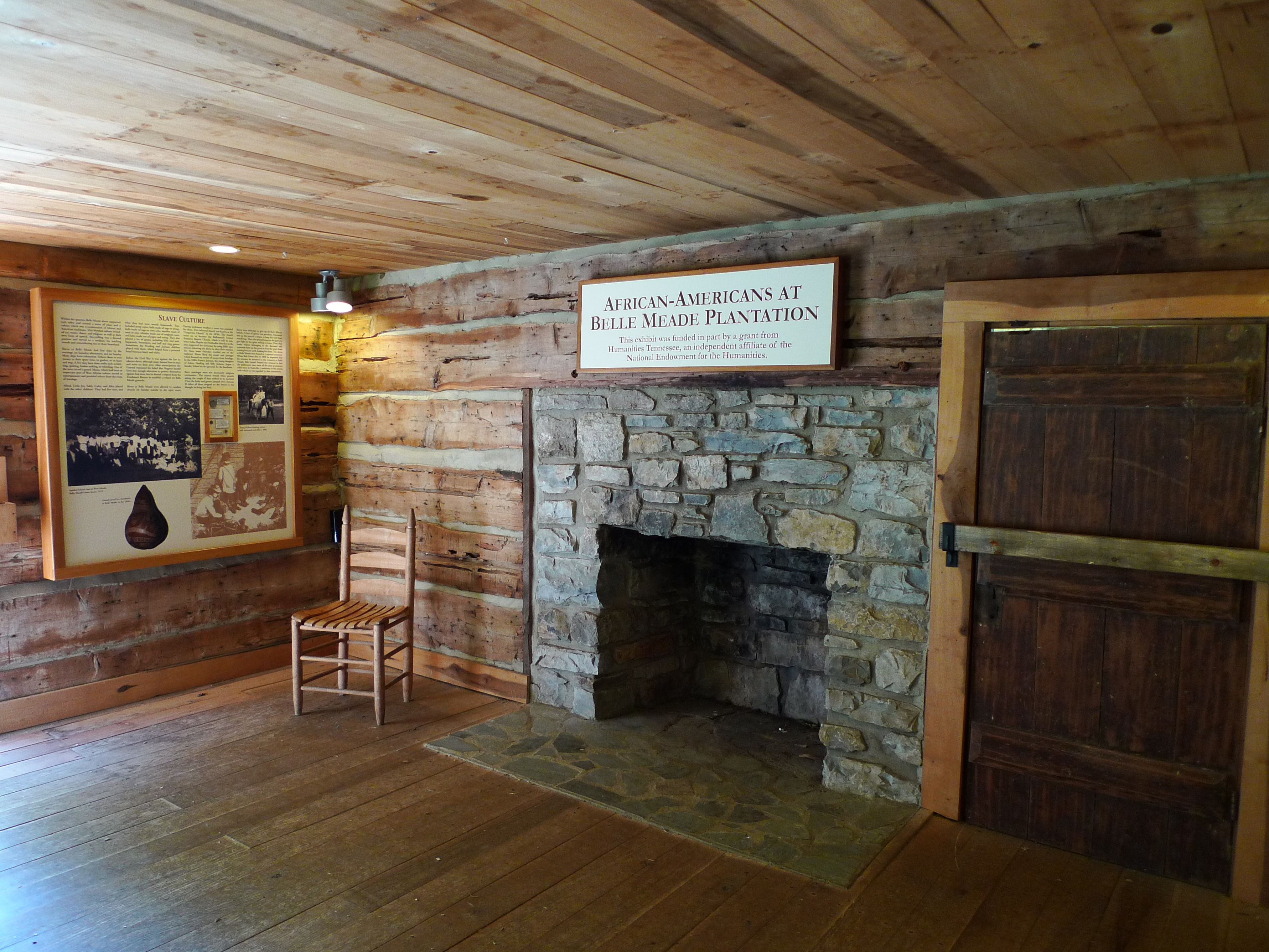 Interior of the reconstructed slave quarters at Belle Meade Plantation in Tennessee.