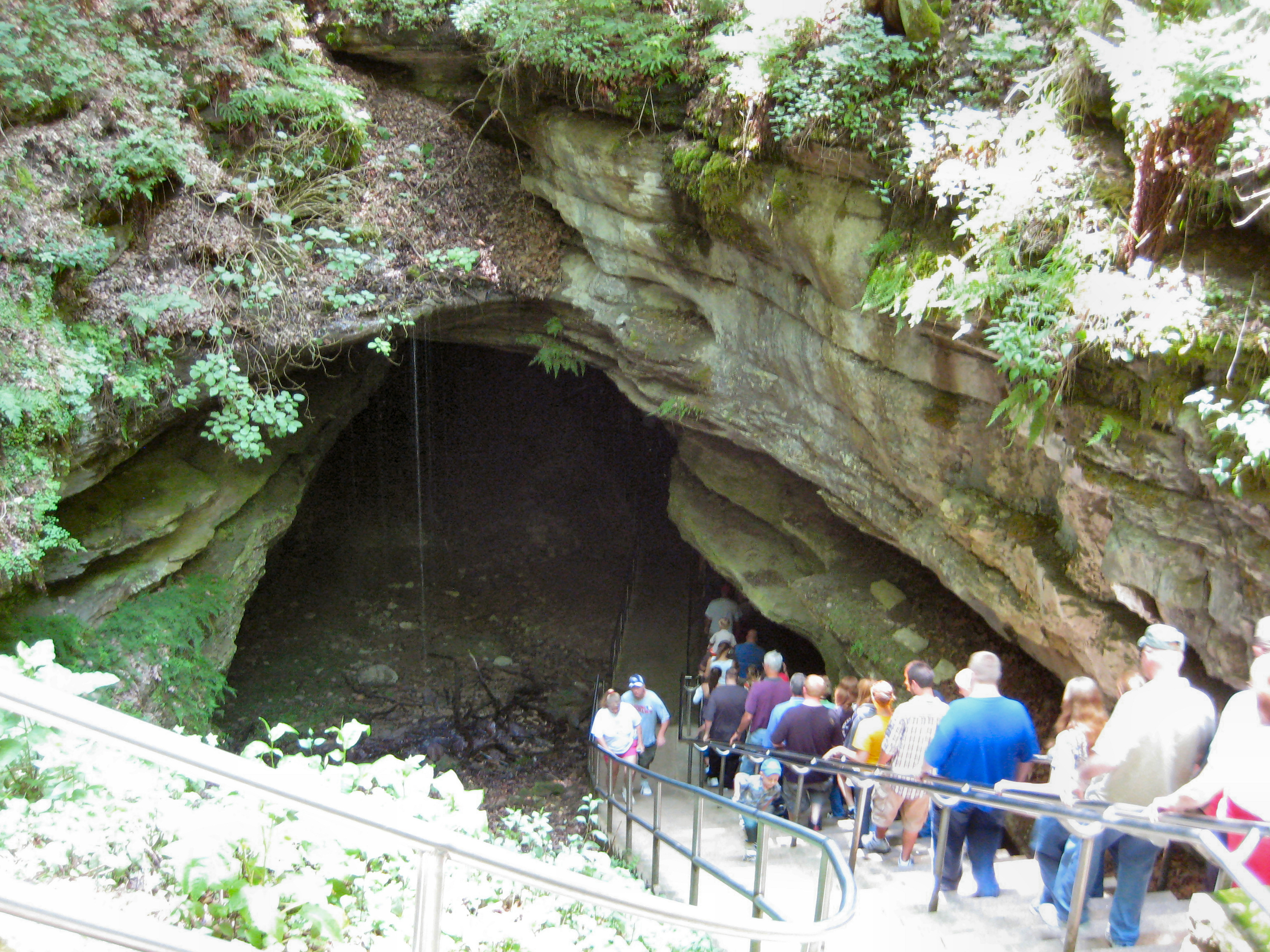 Mammoth Cave. Visitors entering the Historic Entrance, Cave City