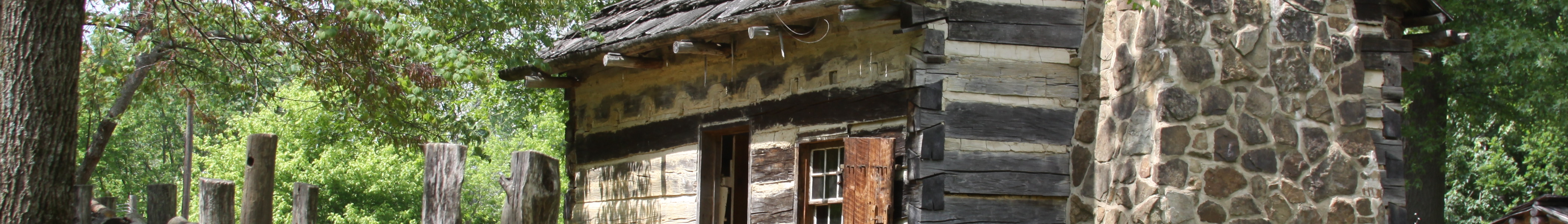 The log cabin at the Lincoln Living Historical Farm, part of the Lincoln Boyhood National Memorial