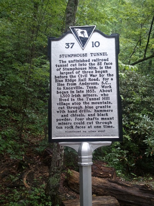 Sign placed near Stumphouse Mountain Tunnel entrance