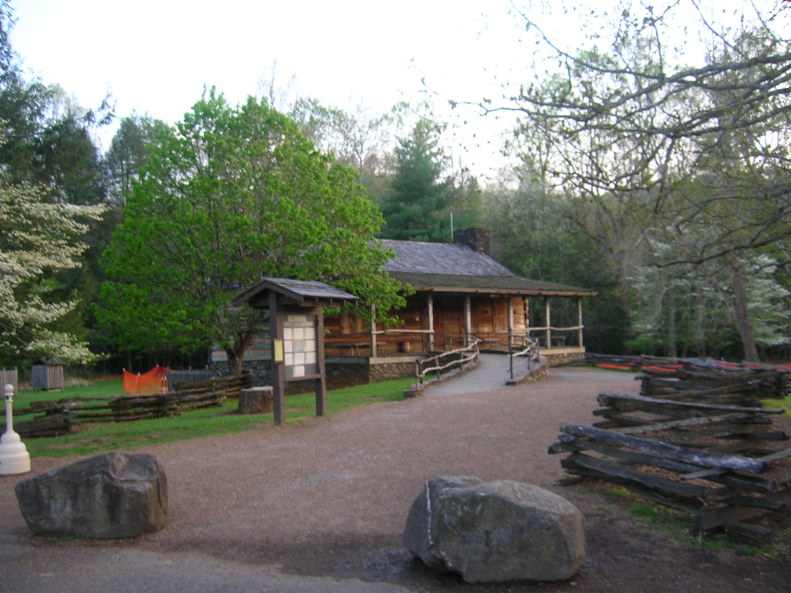 Cade's Cove, the most popular destination in the most popular national park in the United States (the Great Smoky Mountains National Park), services tourists via an information center located just over halfway along the scenic one-way loop road which traverses much of the valley. 

Photo taken by myself, Scott Basford, in April of 2006.