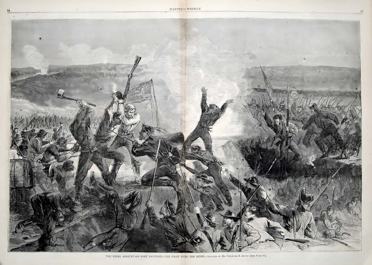 Battle of Fort Sanders (or Saunders), illustration published in Harper's , January 9, 1864