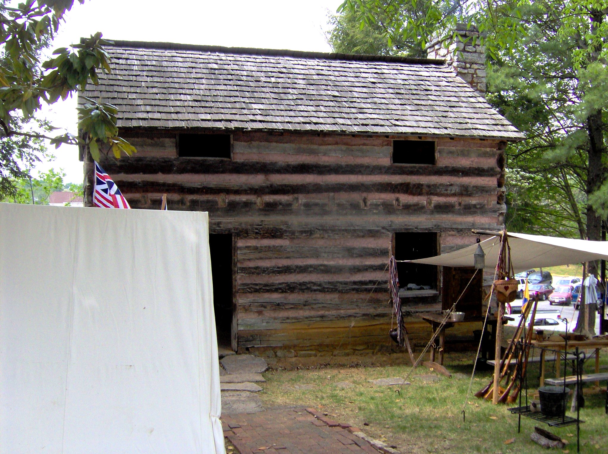 Replica of the Capitol of the State of Franklin in Greeneville, Tennessee, in the southeastern United States.  This crude log structure was constructed in 1966, based on dimensions in historical records.  Greeneville was the capital of the failed State of Franklin in the 1780s.