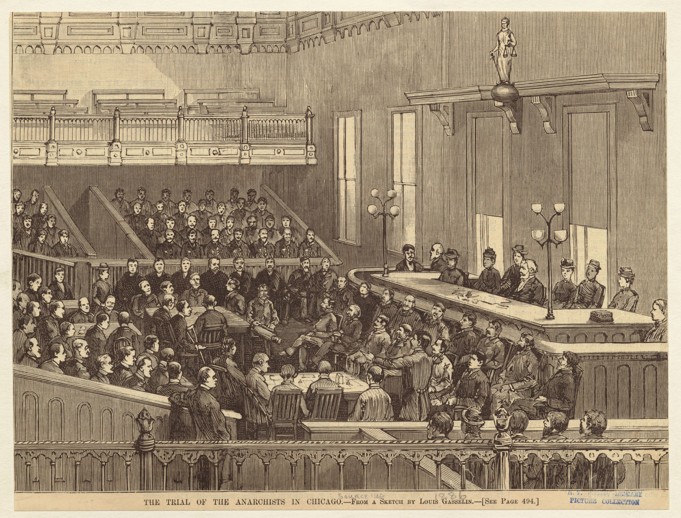 The trial of the anarchists in Chicago related to the Haymarket bombing